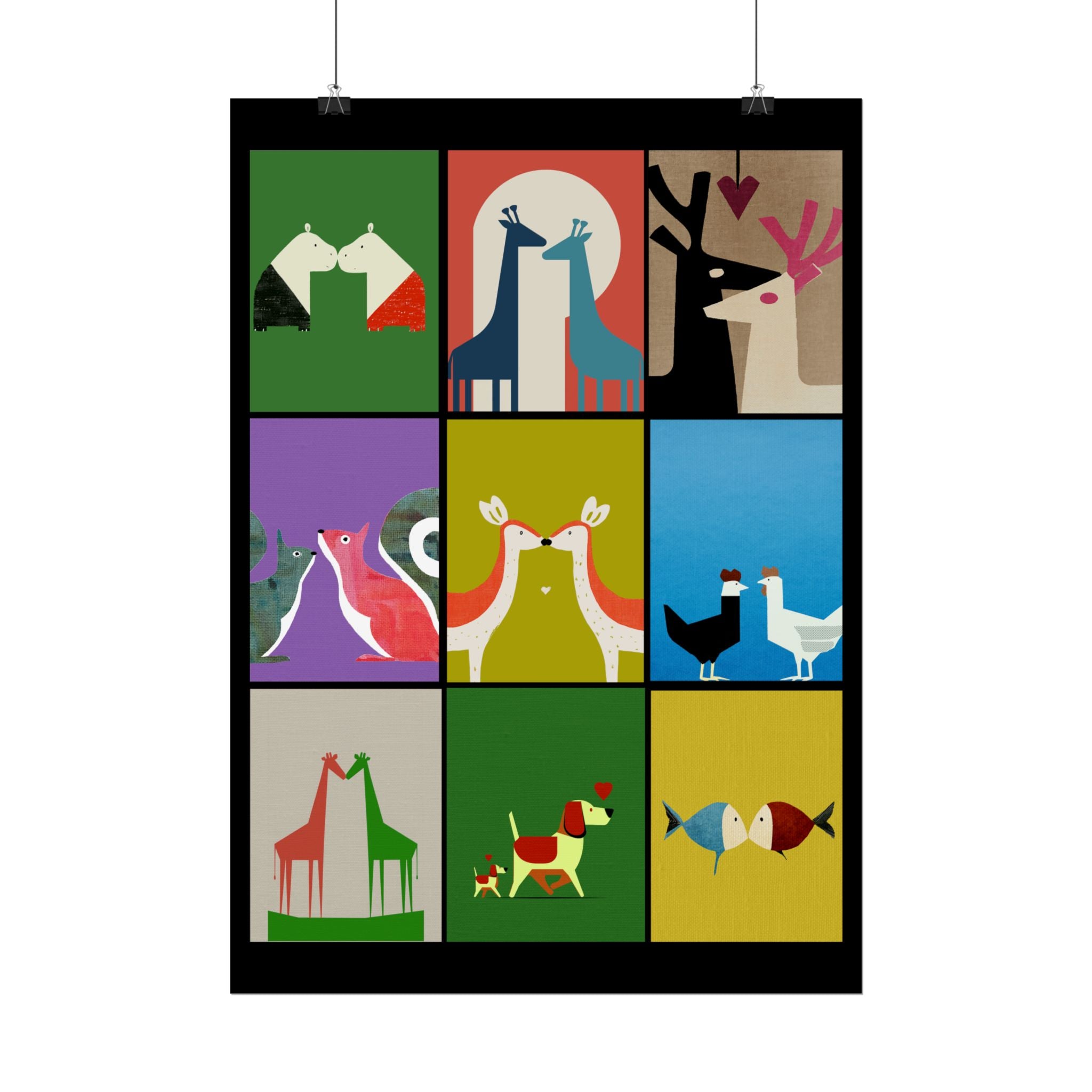 Midwest Modern Animal Love, Rolled Poster -  animals, nature, love, valentines, colorful, mod
