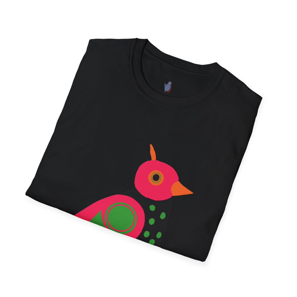 Midwest Modern Serious Pink & Black Bird Art Tee - 100% Cotton T-Shirt