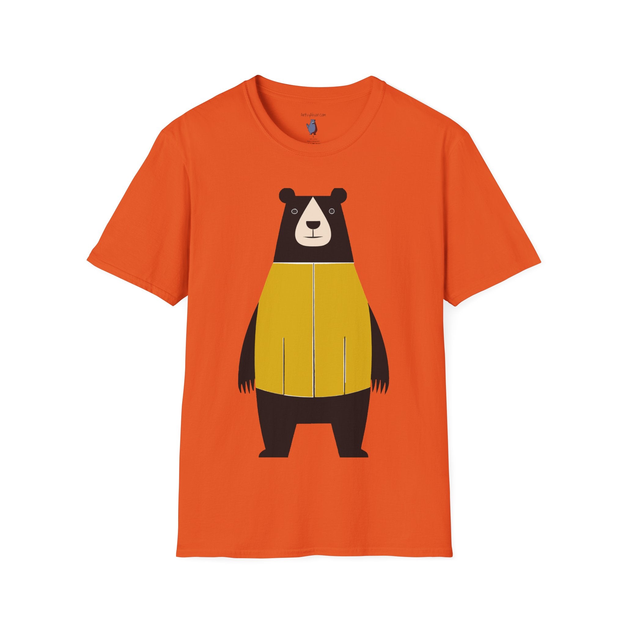 Bear in Yellow Graphic Art - 100% Cotton T-Shirt