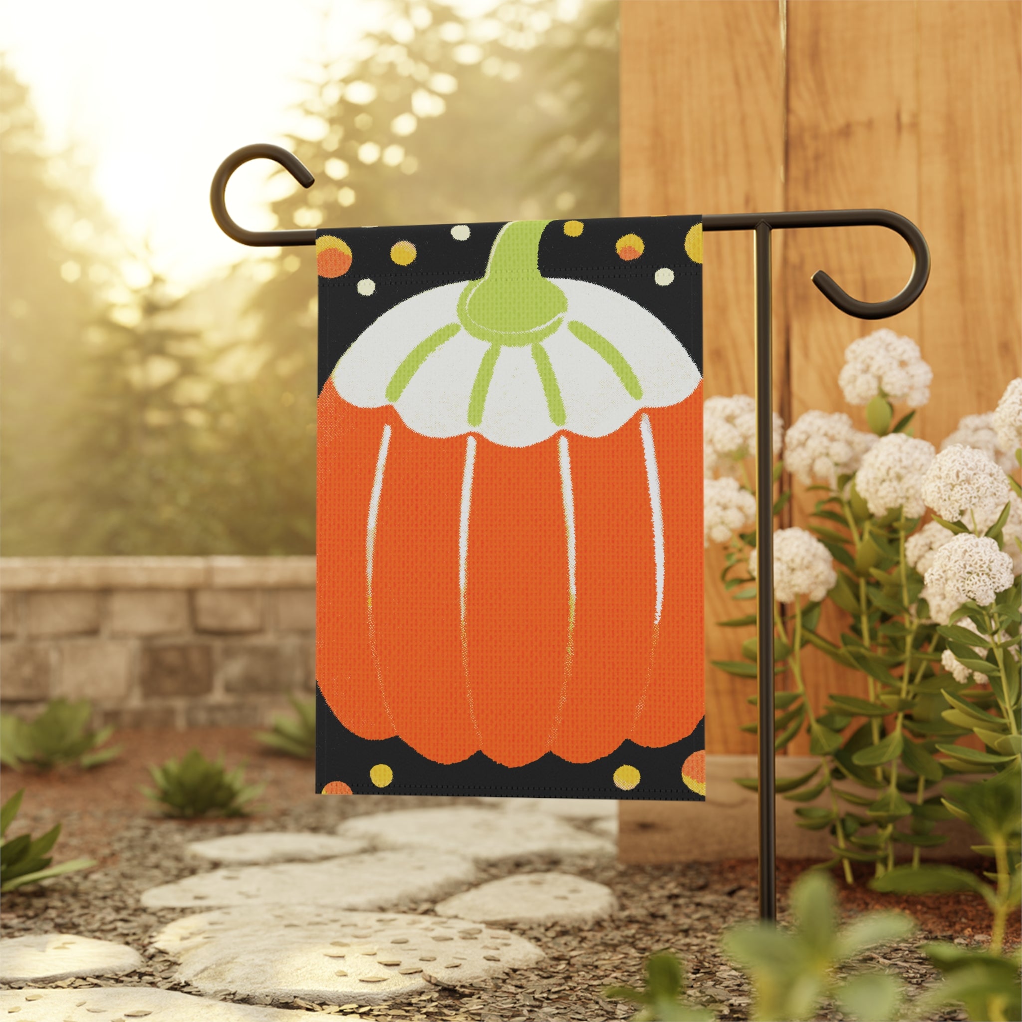 Halloween Seasonal Midwest Mod Simple Pumpkin Whimsical Yard Decoration, Unique Home & Garden Decor, House Flag, Garden Banner