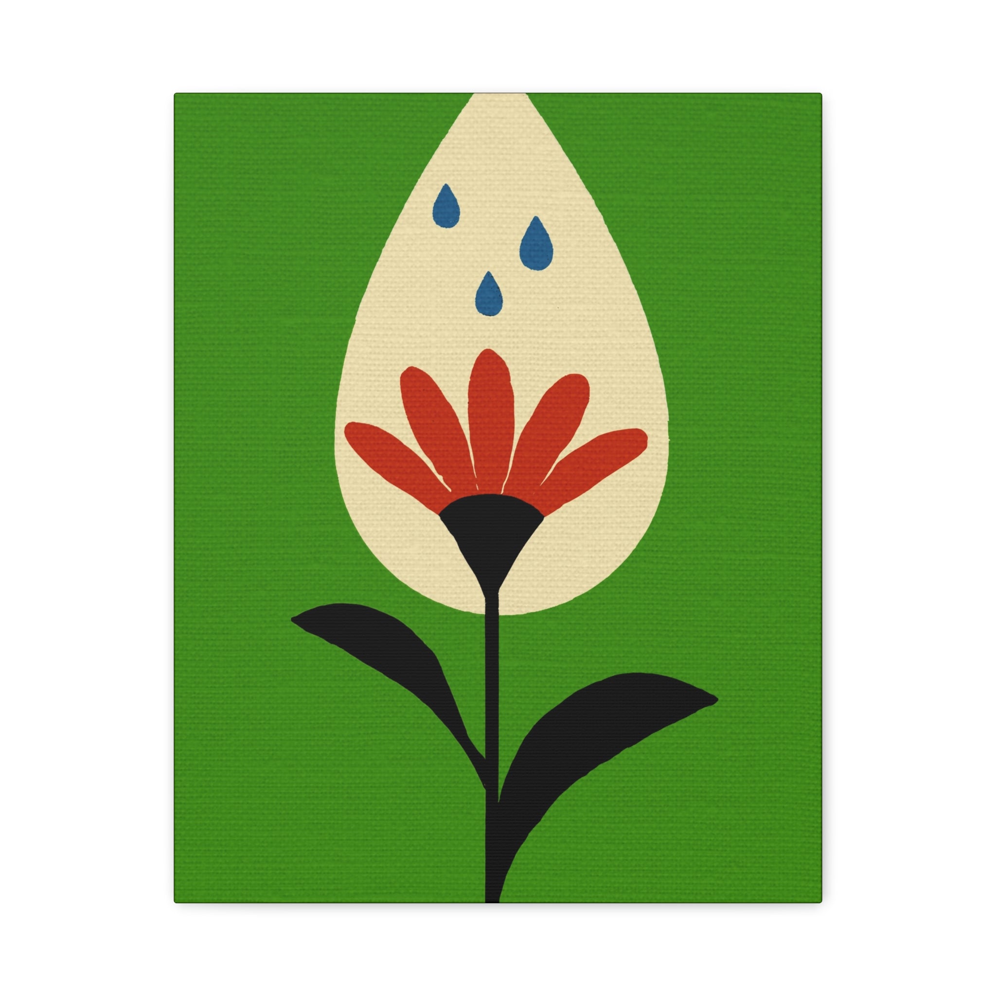 Midwest Modern FlowerDrop #2 Print - Matte Canvas, Stretched, 1.25" -  home decor, wall art, nature, floral, rain, seedling