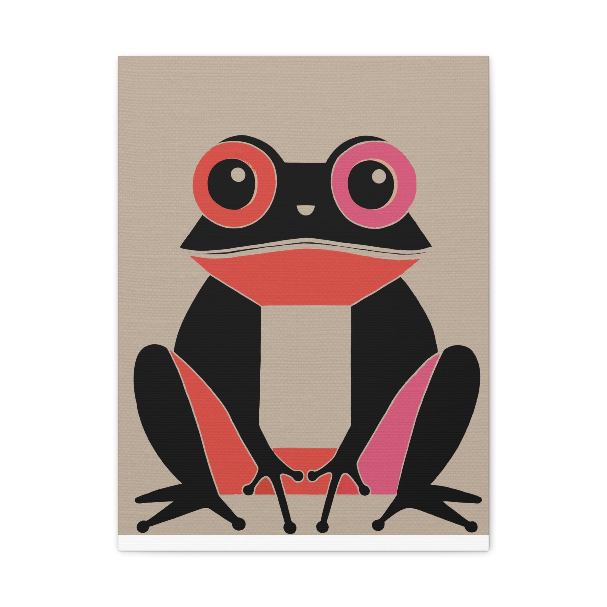 Midwest Modern Retro Pink and Black Frog Art Print - Matte Canvas, Stretched, 1.25"