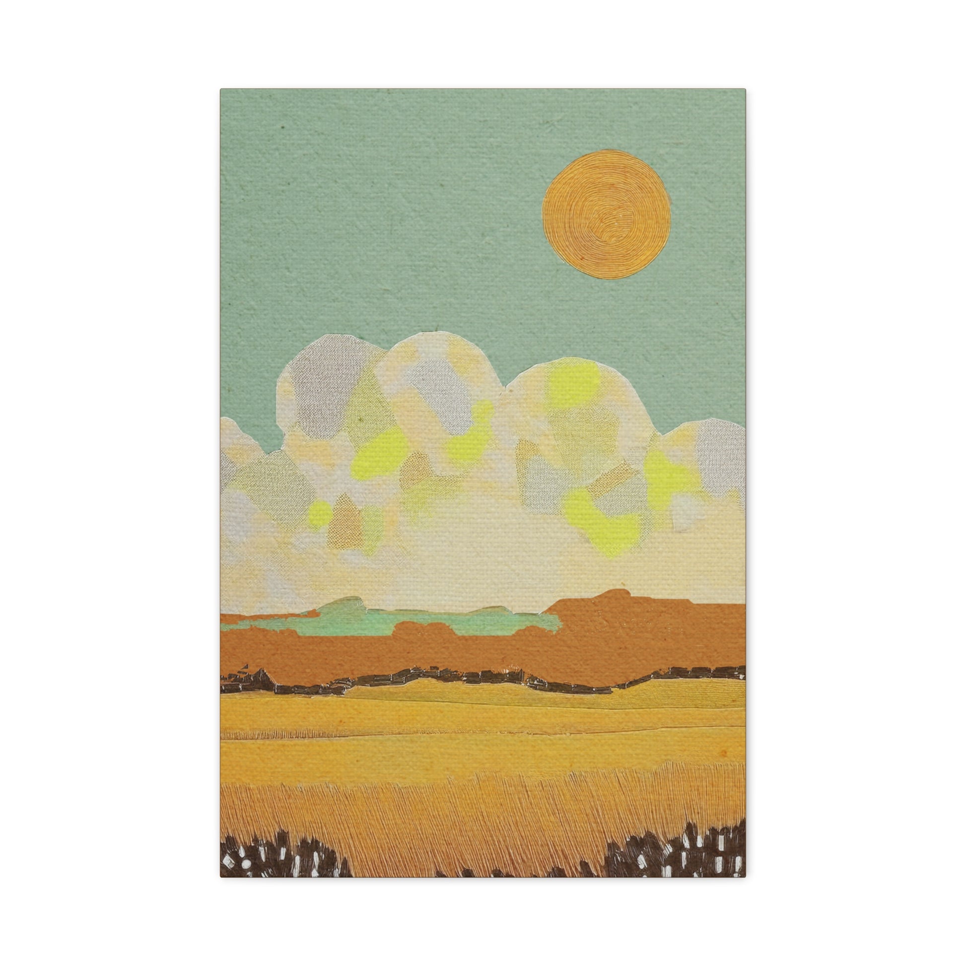 Midwest Mod Cloudy Day Landscape Art Print - Matte Canvas, Stretched, 1.25"