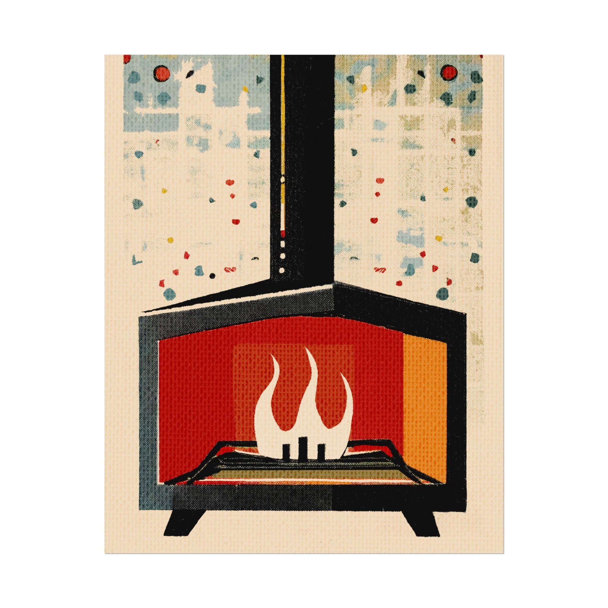 Mid Century Modern Fireplace Art Print Rolled Poster | Wall Art, Midwest Mod