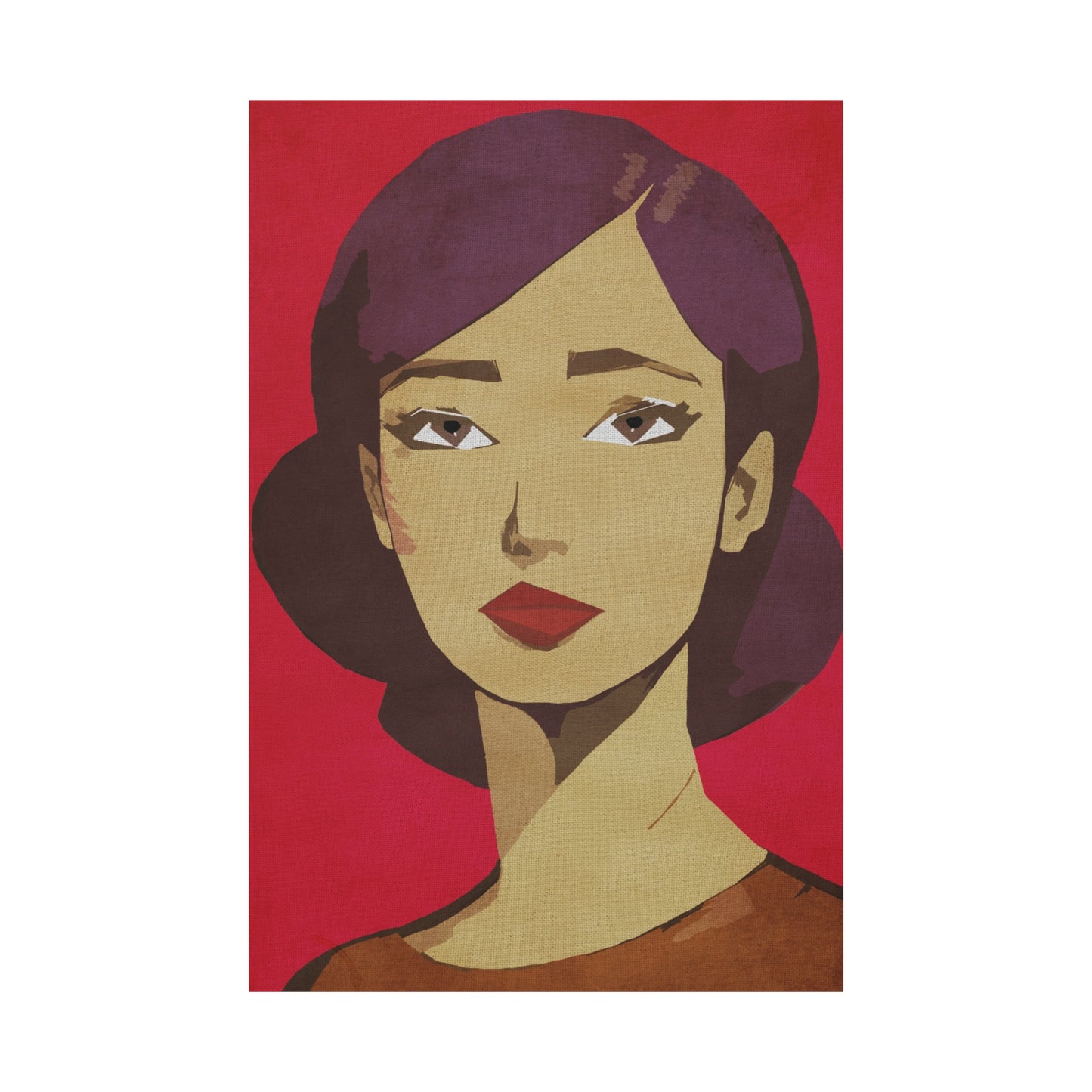 Woman in Red Portrait Graphic Art Print - Matte Canvas, Stretched, 1.25"