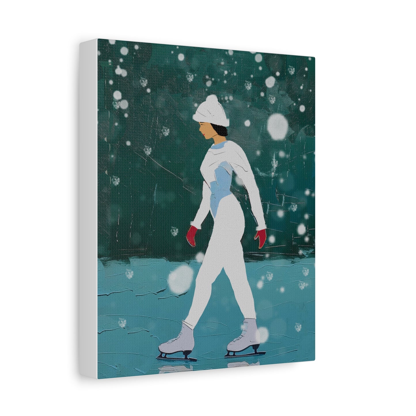 Abstract Winter Ice Skater - Matte Canvas, Stretched, 1.25"