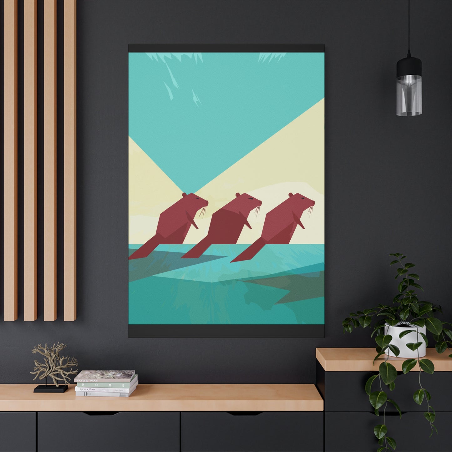 Ready to Build - Modern Abstract Beaver Trio - Matte Canvas, Stretched, 1.25"