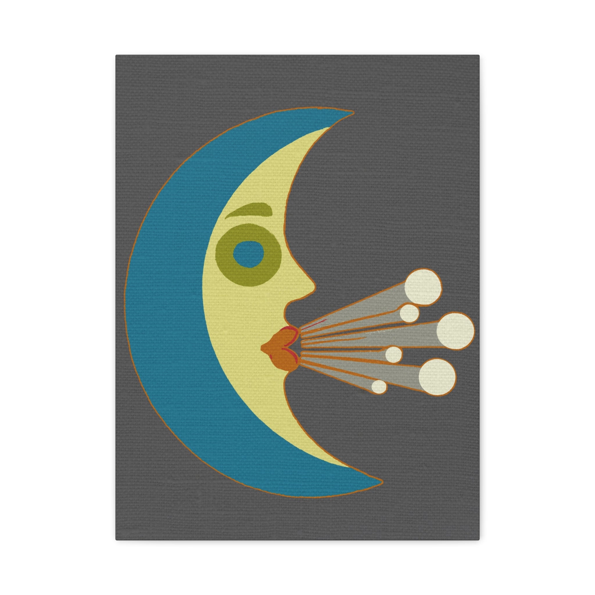 Midwest Modern Windy Crescent Moon Print - Matte Canvas, Stretched, 1.25" -  home decor, wall art, nature, moon, space, wind, weather