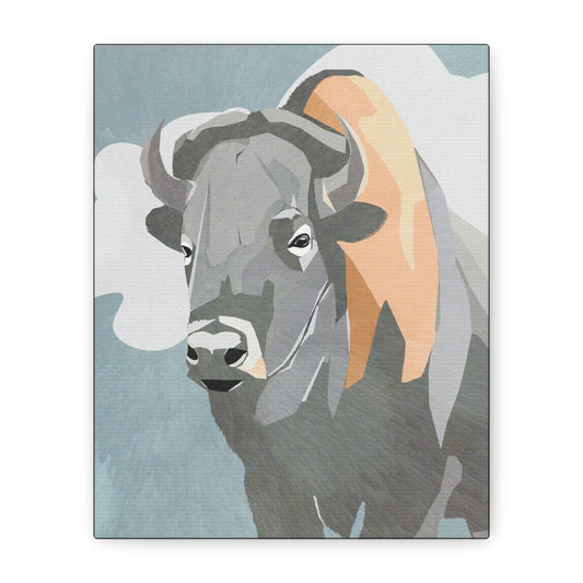 Bison Love - Modern Abstract Bison Buffalo Portrait - Matte Canvas, Stretched, 1.25"