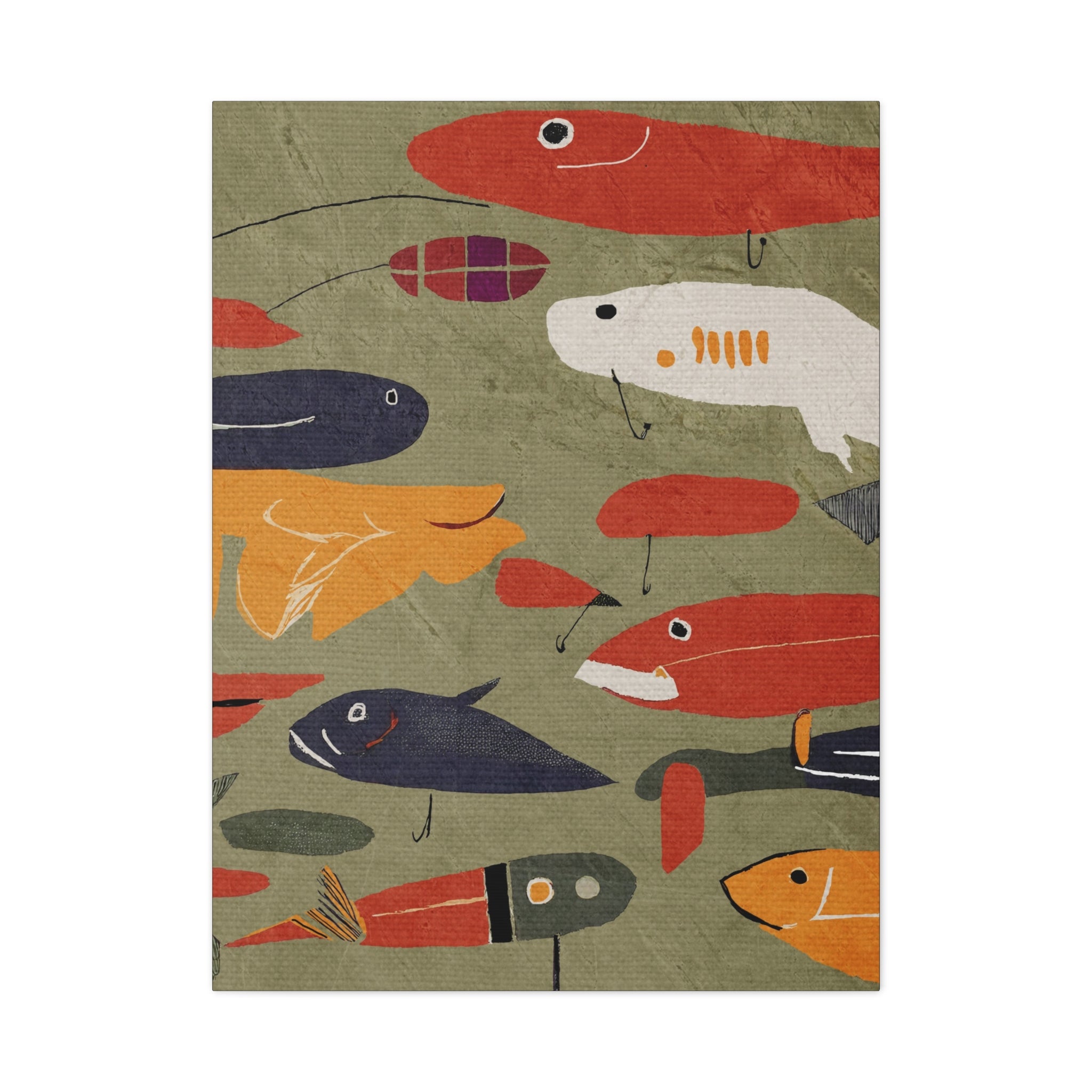 Vintage Fishing Lures #1 Cabin Pop Art Print - Matte Canvas, Stretched, 1.25" -  home decor, wall art, fishing, vintage, cabin, cottage, shabby