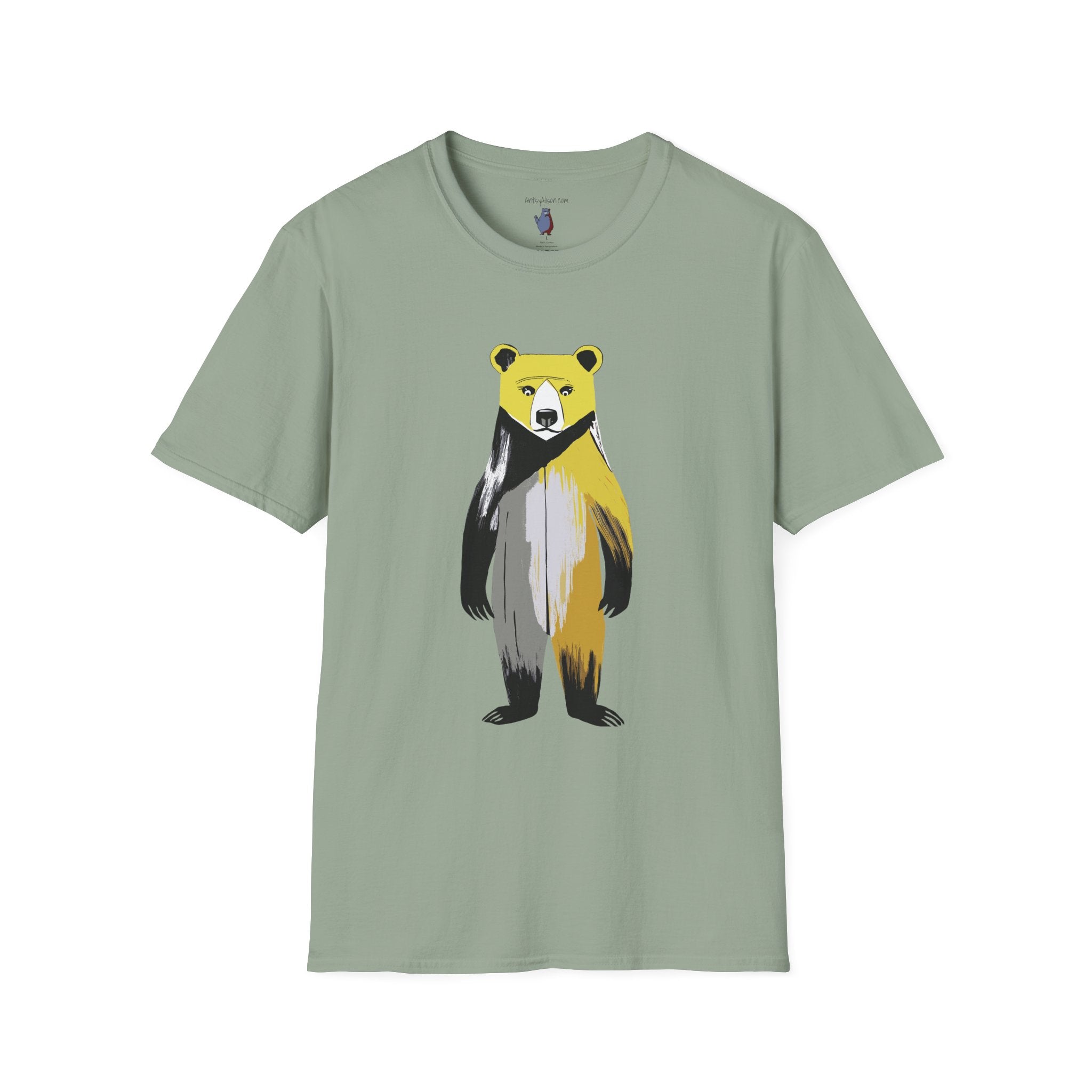 The Painted Black Bear Graphic Art Tee - 100% Cotton T-Shirt