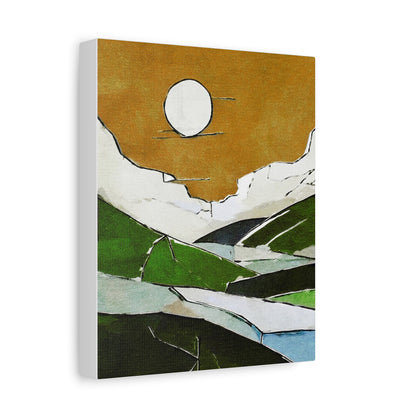 Mid Century Modern Inspired Prairie Landscape Graphic Art Print - Matte Canvas, Stretched, 1.25"