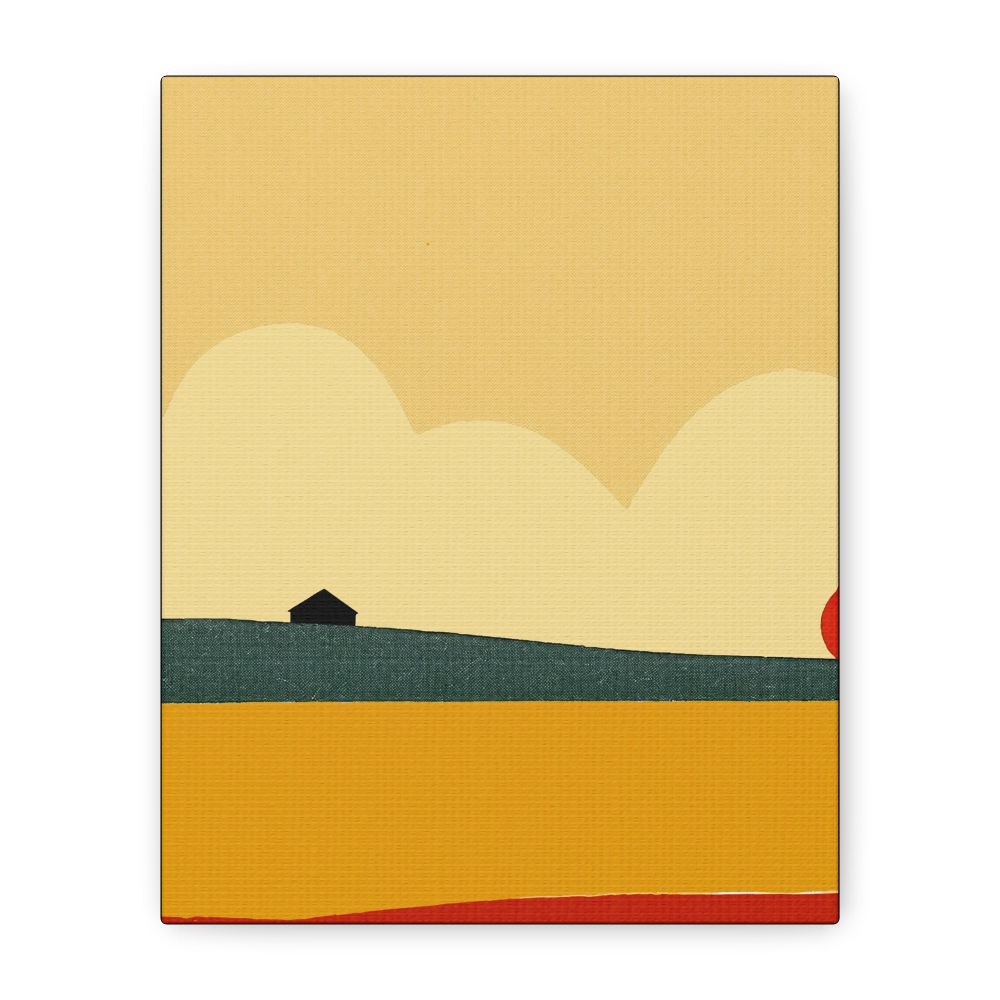 Midwest Mod Simple Farm Landscape Art Print - Matte Canvas, Stretched, 1.25"