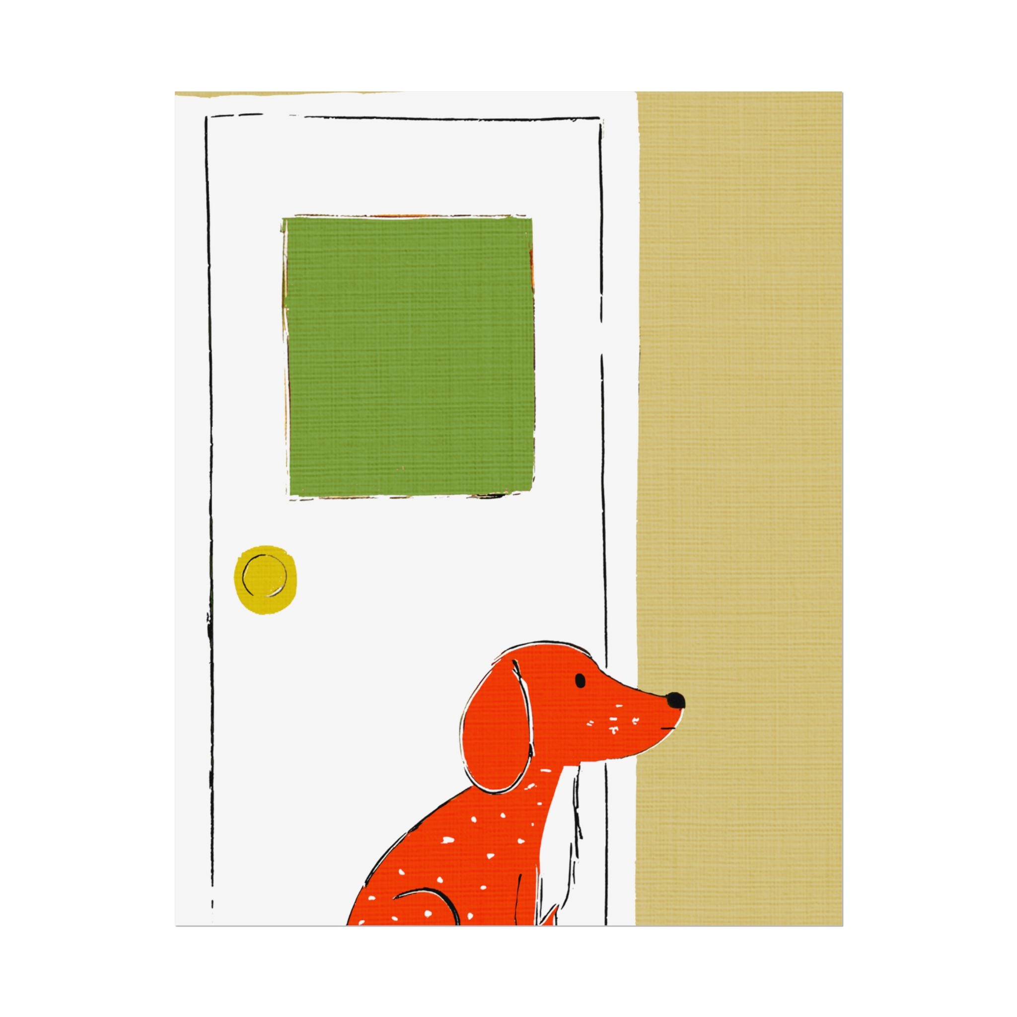 Midwest Mod Dog at Door Nursery Kids Art Print Rolled Poster | Wall Art, Midwest Mod, Dog, Dog at Door, Welcome Home