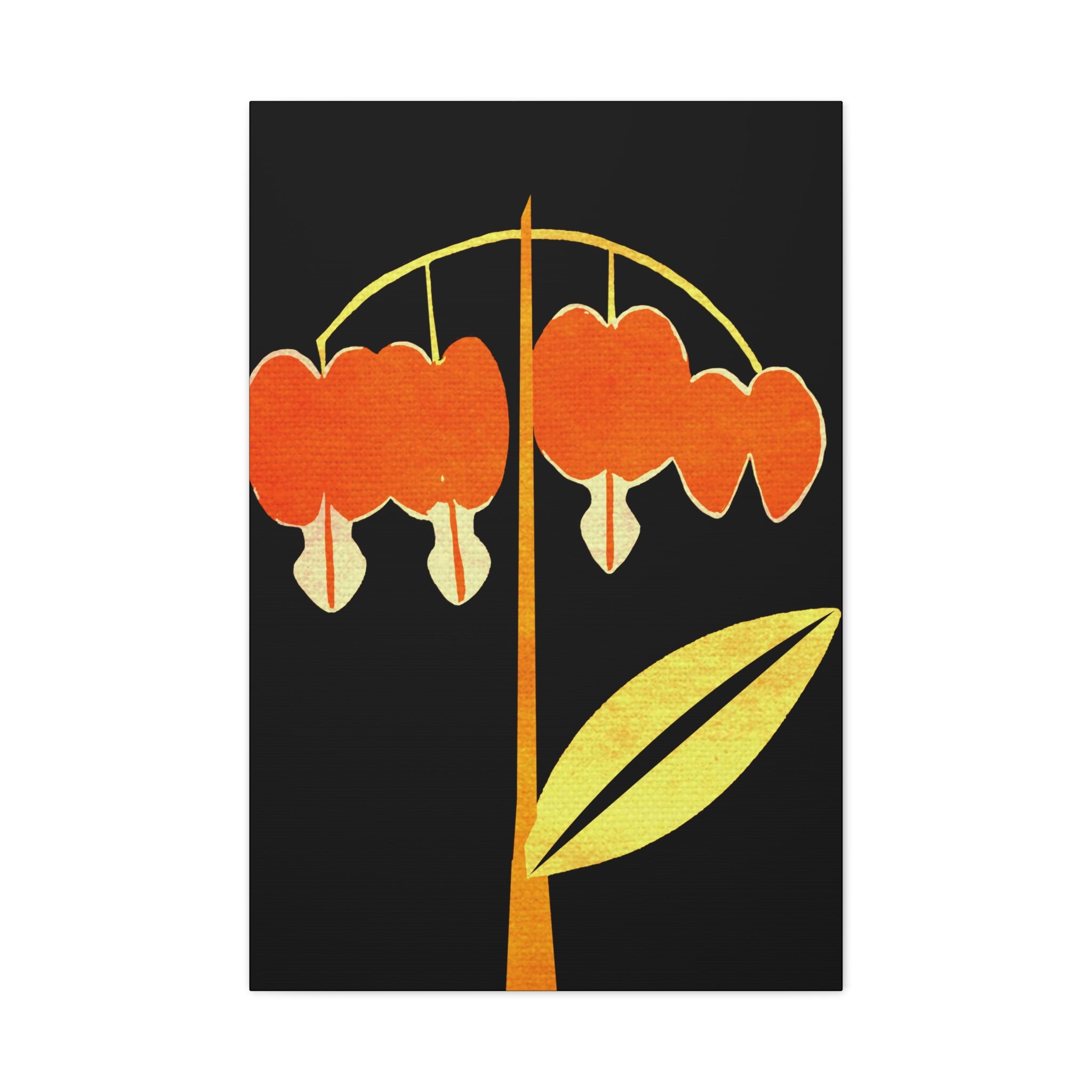 Midwest Modern Abstract Bleeding Heart Plant Print - Matte Canvas, Stretched, 1.25"