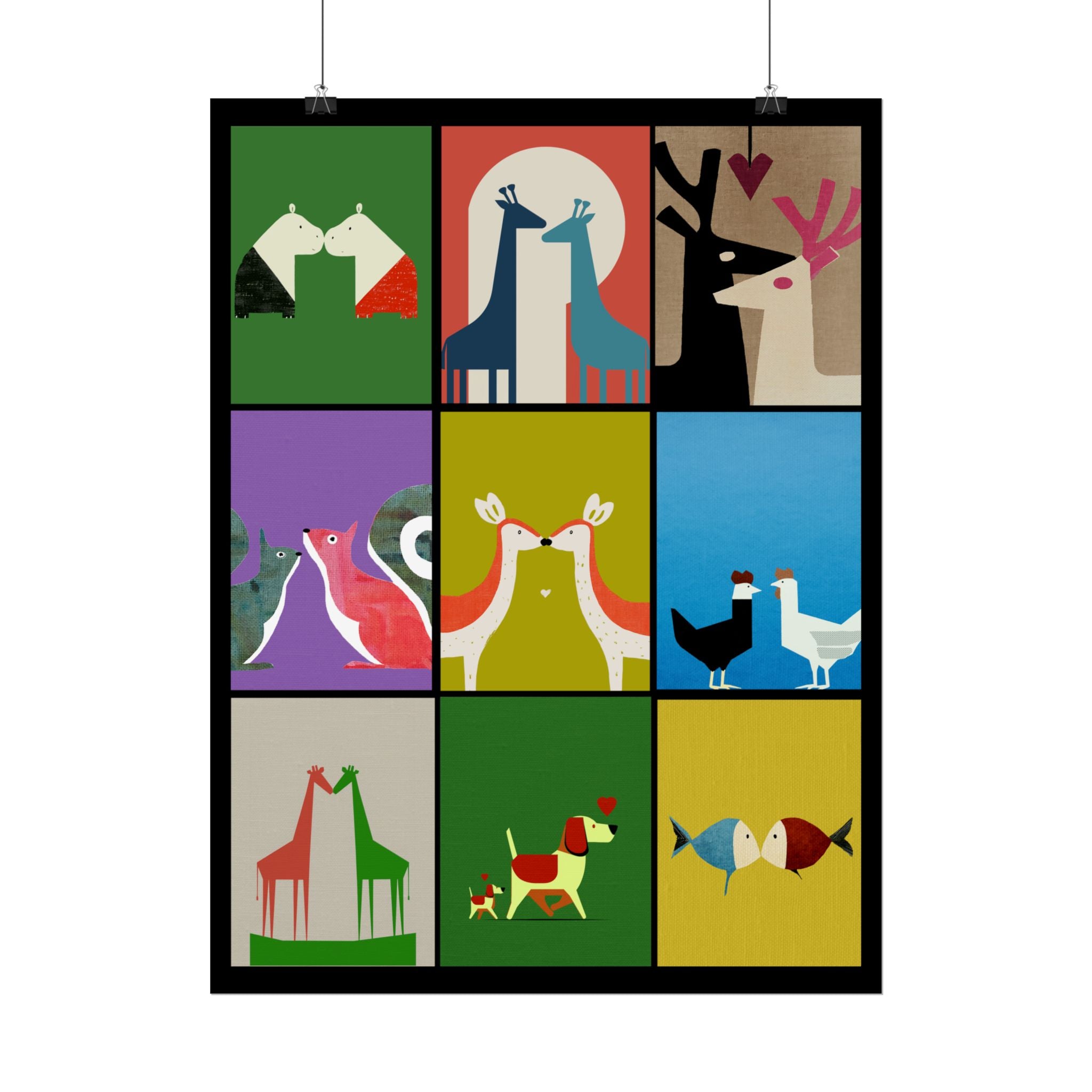 Midwest Modern Animal Love, Rolled Poster -  animals, nature, love, valentines, colorful, mod