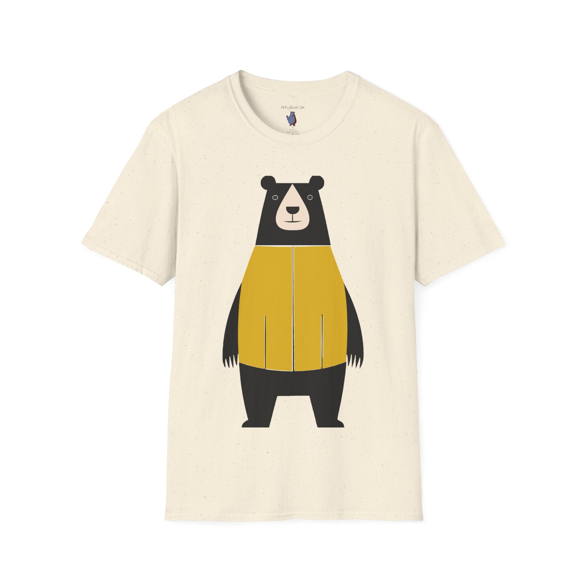 Bear in Yellow Graphic Art - 100% Cotton T-Shirt