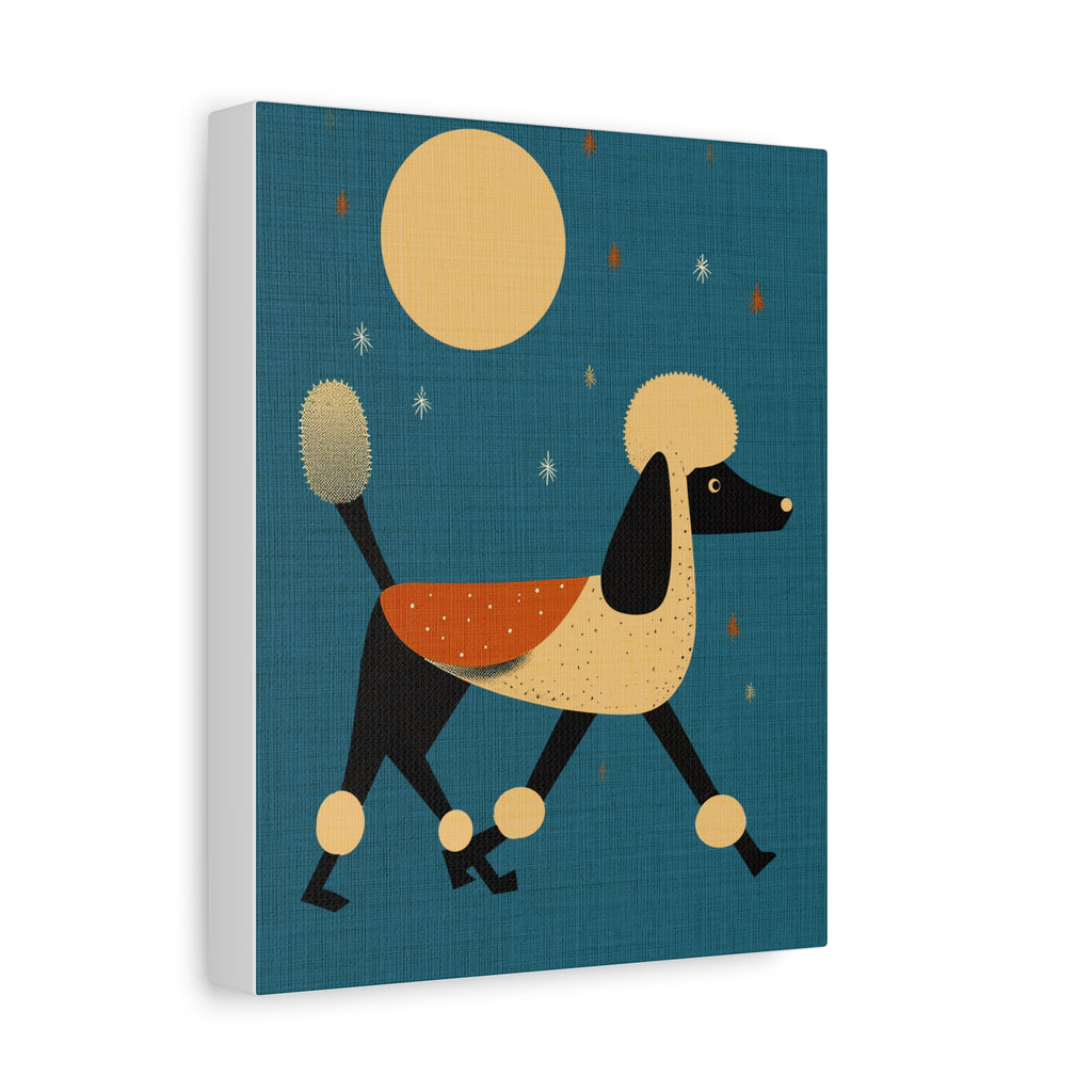 Midwest Modern Nighttime Poodle Art Print - Matte Canvas, Stretched, 1.25"