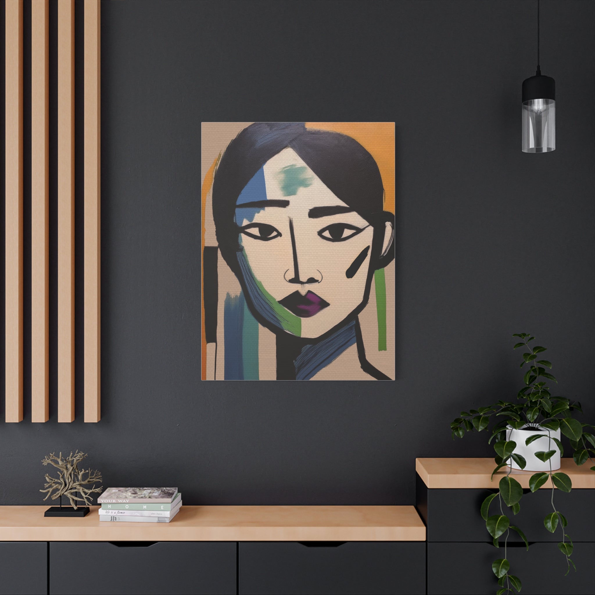 Abstract Warrior Woman Portrait Art Print - Matte Canvas, Stretched, 1.25"
