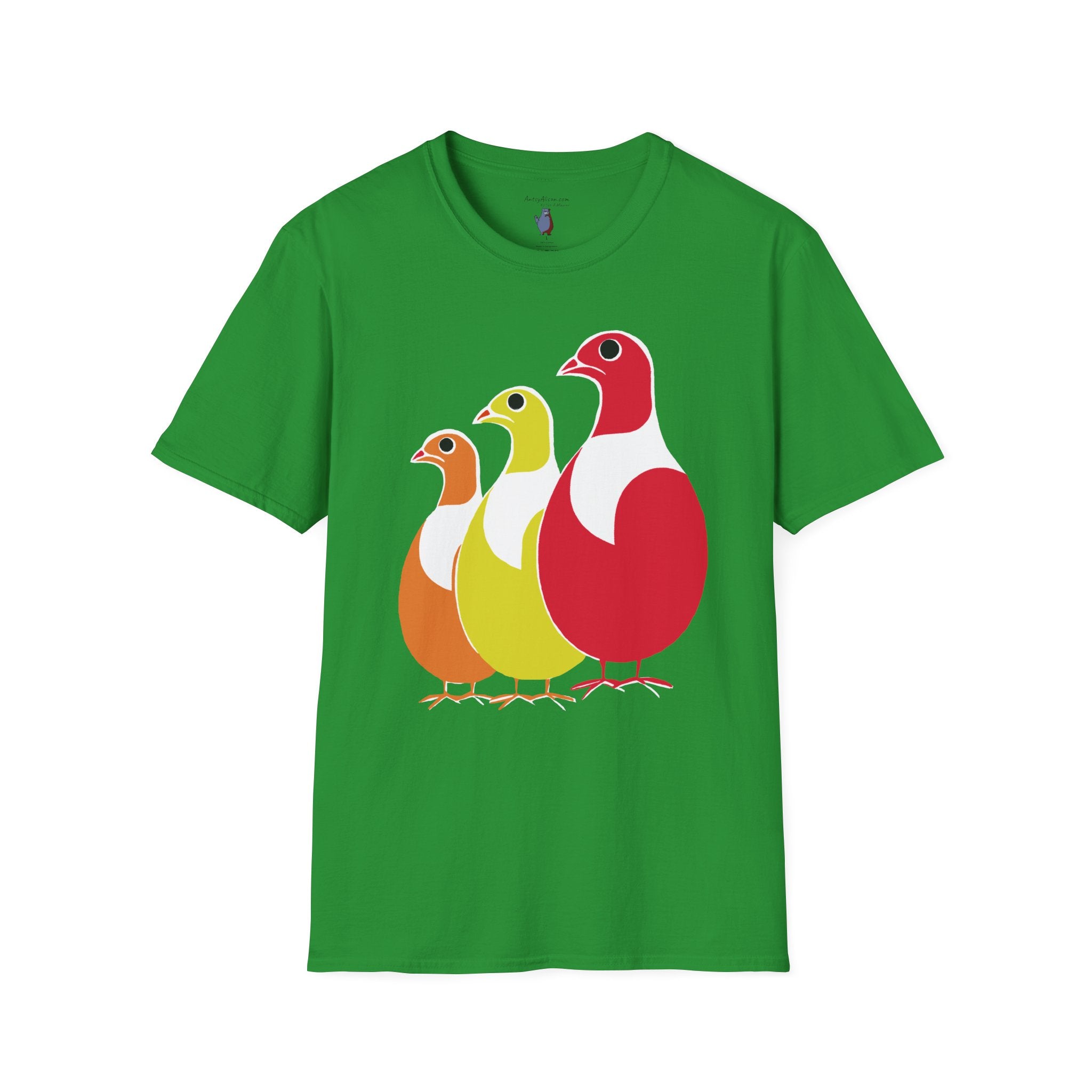 Midwest Modern Pop Art Partridge Trio in Reds - 100% Cotton Graphic Tee - animal lovers, cute, partridge, bird