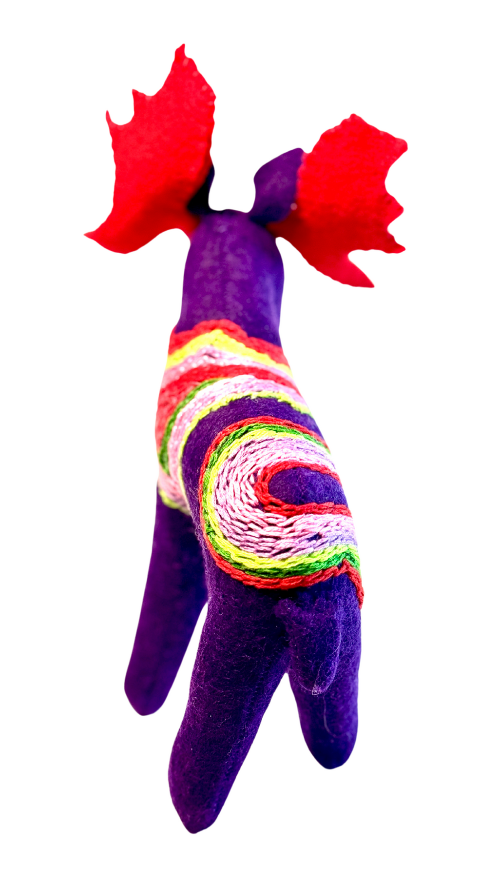 One of a Kind Embroidered Moose Soft Art Textile Plush Home Decor