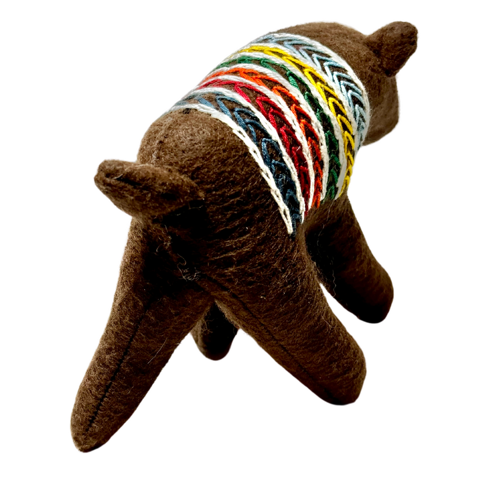 One of a Kind Striped Bear Soft Art Textile Plush Decor