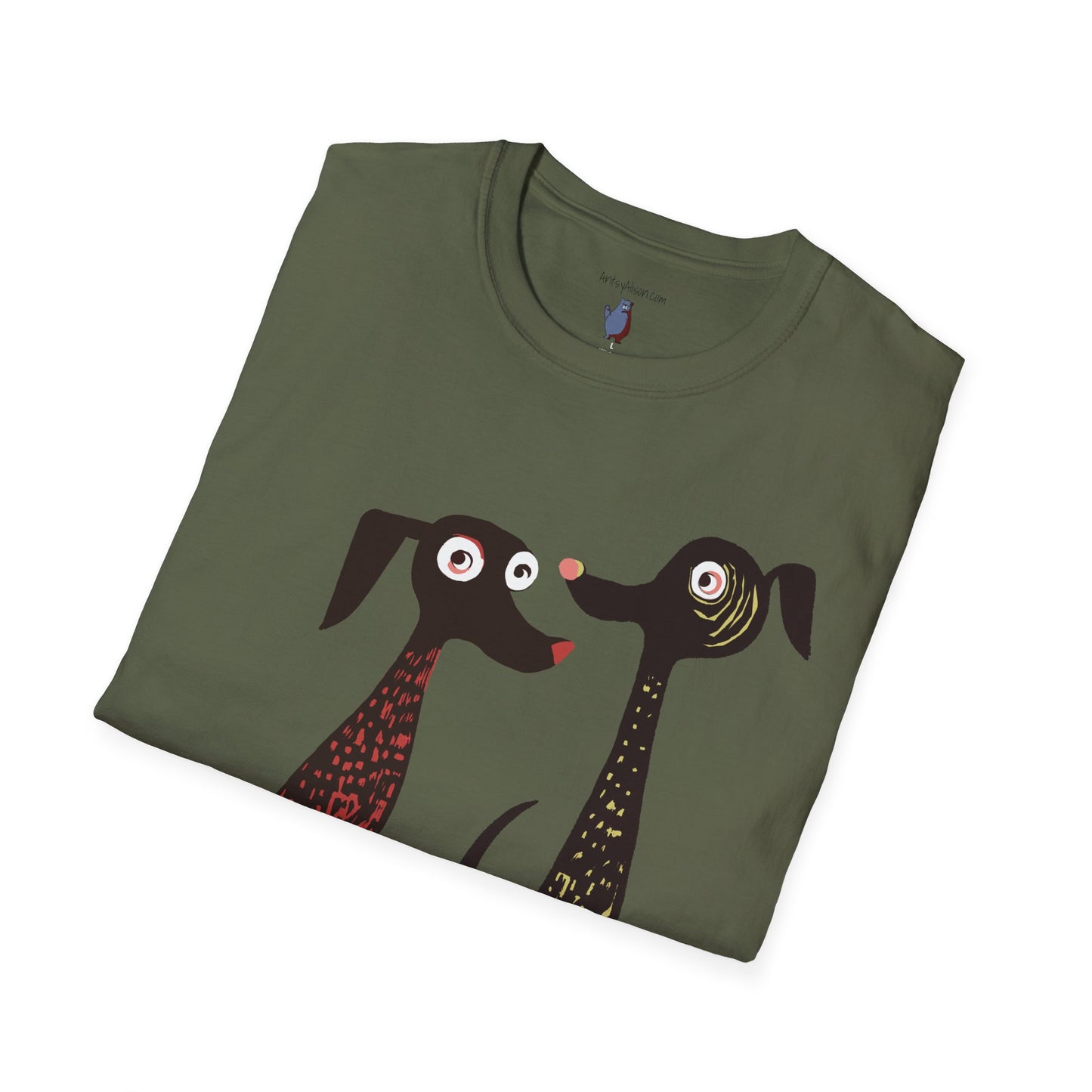 Retro Dog Duo Graphic Art - 100% Cotton T-Shirt