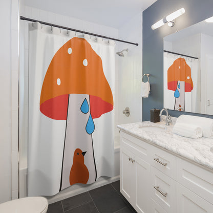 Bird and Mushroom Shower Curtain