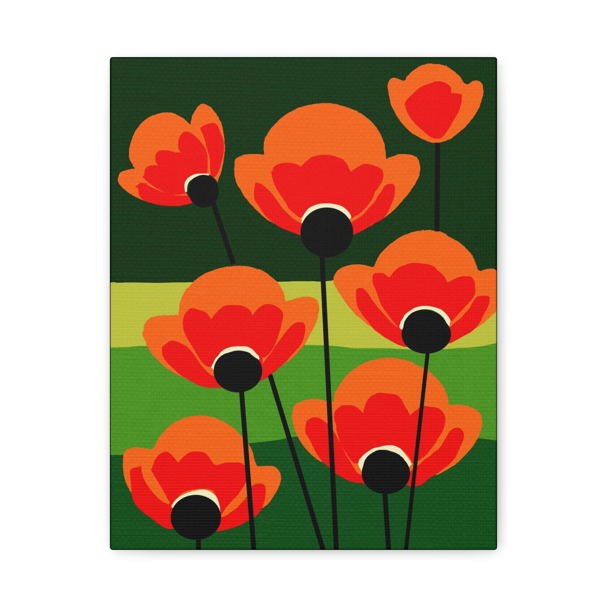 Midwest Modern Abstract Bold Poppies Print - Matte Canvas, Stretched, 1.25" -  home decor, wall art, nature, floral, poppy