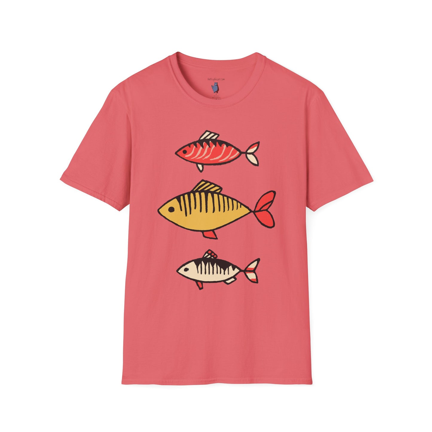 One Fish, Two Fish, Three Graphic Art Tee - 100% Cotton T-Shirt