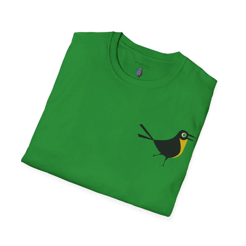 Midwest Modern Pop Icon Happy Bird - 100% Cotton Graphic Tee - animal lovers, bird, mood, happy, aviary