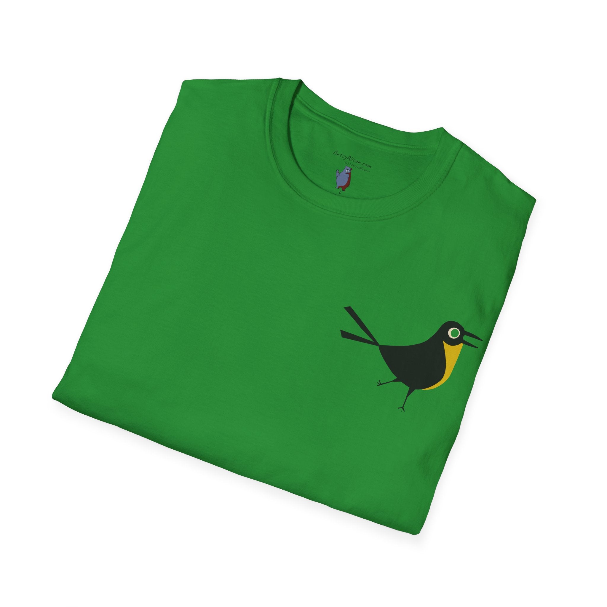 Midwest Modern Pop Icon Happy Bird - 100% Cotton Graphic Tee - animal lovers, bird, mood, happy, aviary