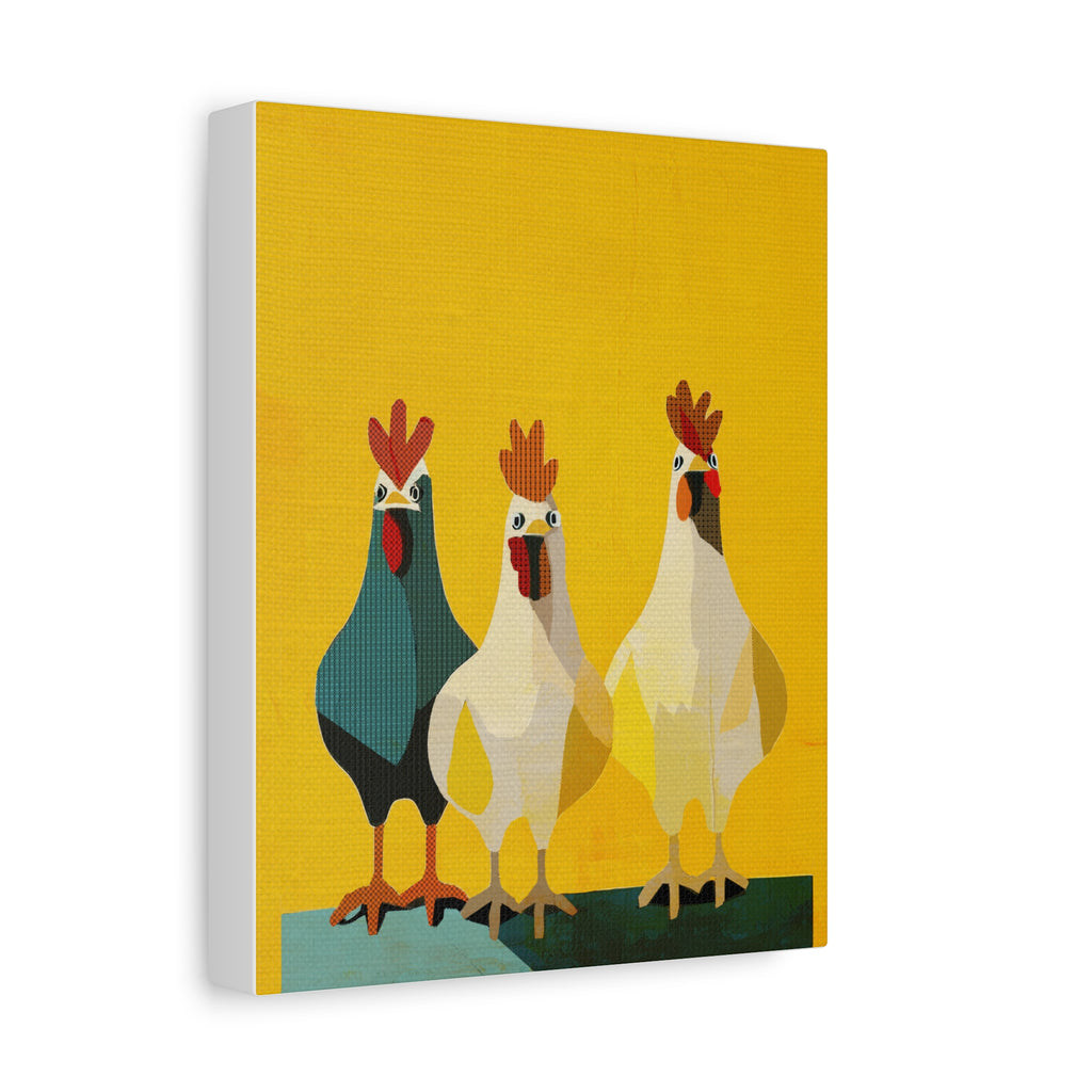 Midwest Modern Pop Art Chicken Trio Two Print - Matte Canvas, Stretched, 1.25"