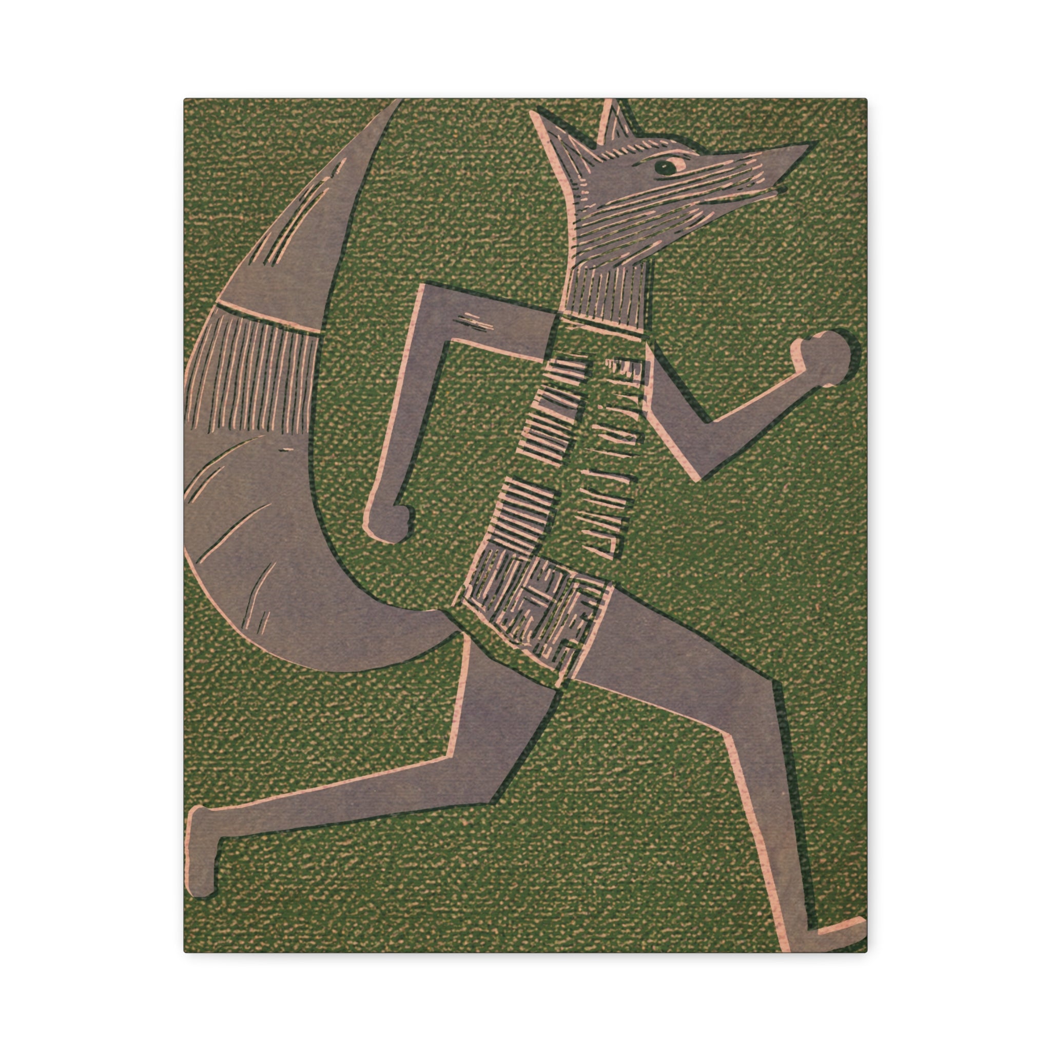 Midwest Modern Running Fox Print - Matte Canvas, Stretched, 1.25"