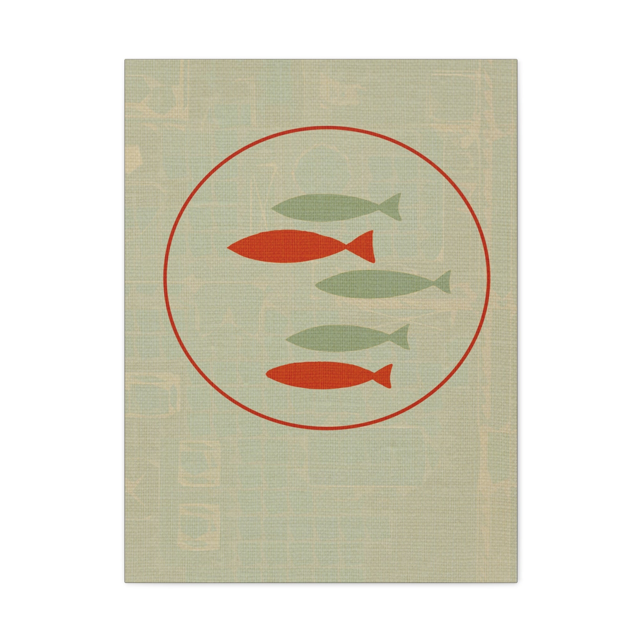 Midwest Modern Circle of Fish Print - Matte Canvas, Stretched, 1.25" -  home decor, wall art, nature, fish