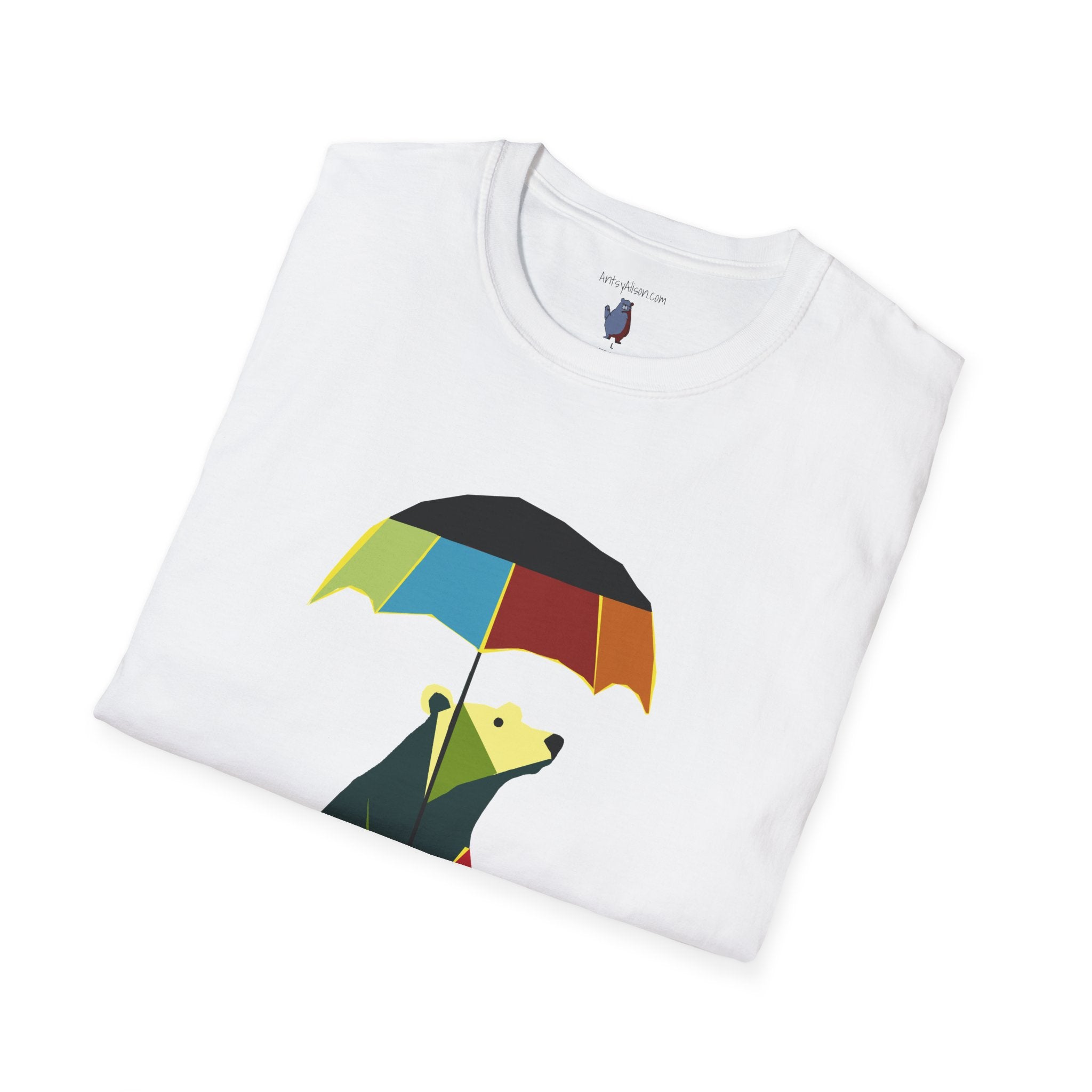 Modern Bear with Umbrella  - 100% Cotton T-Shirt