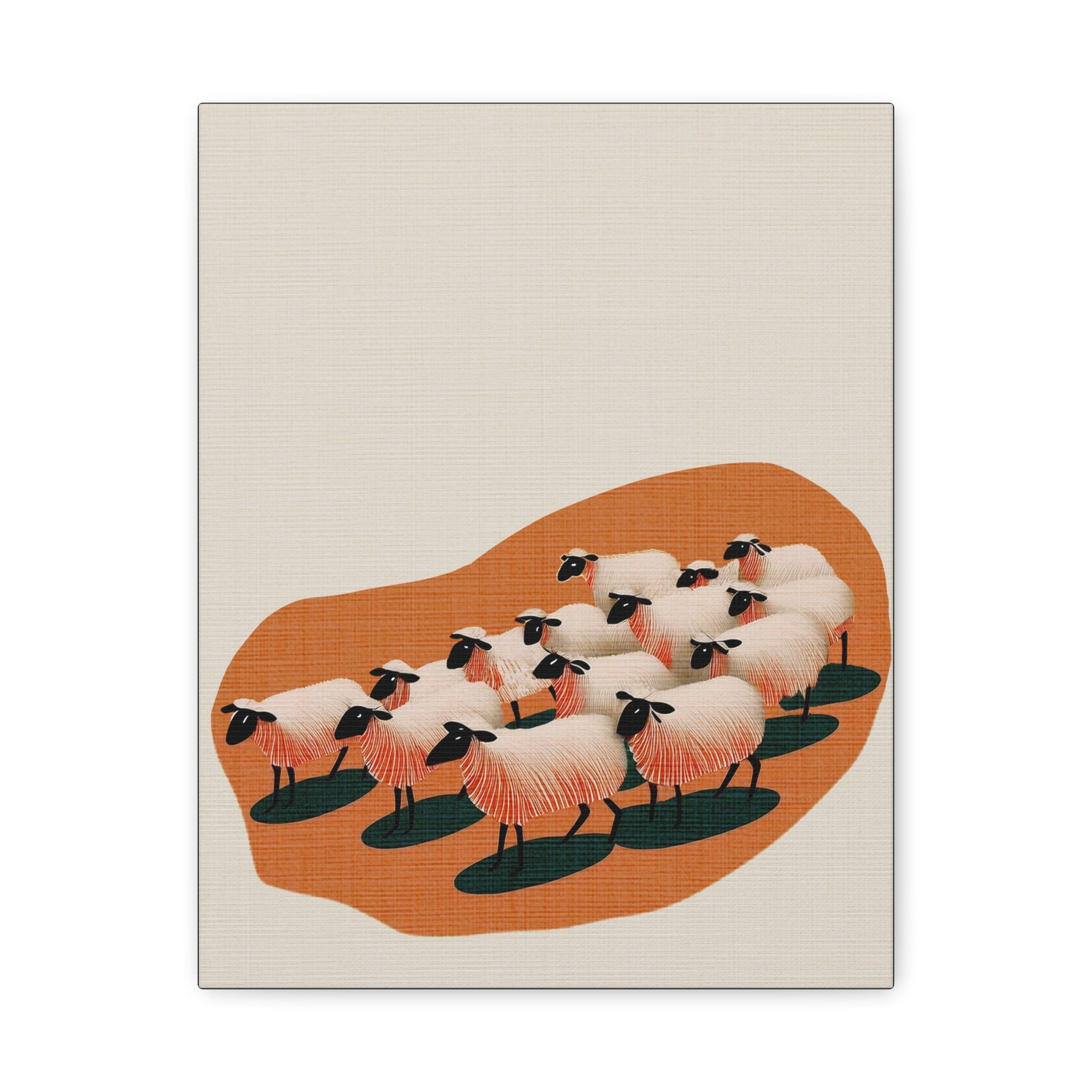 Midwest Modern Abstract Sheep Herd Print - Matte Canvas, Stretched, 1.25" -  home decor, wall art, nature, sheep, retro, atomic, farm