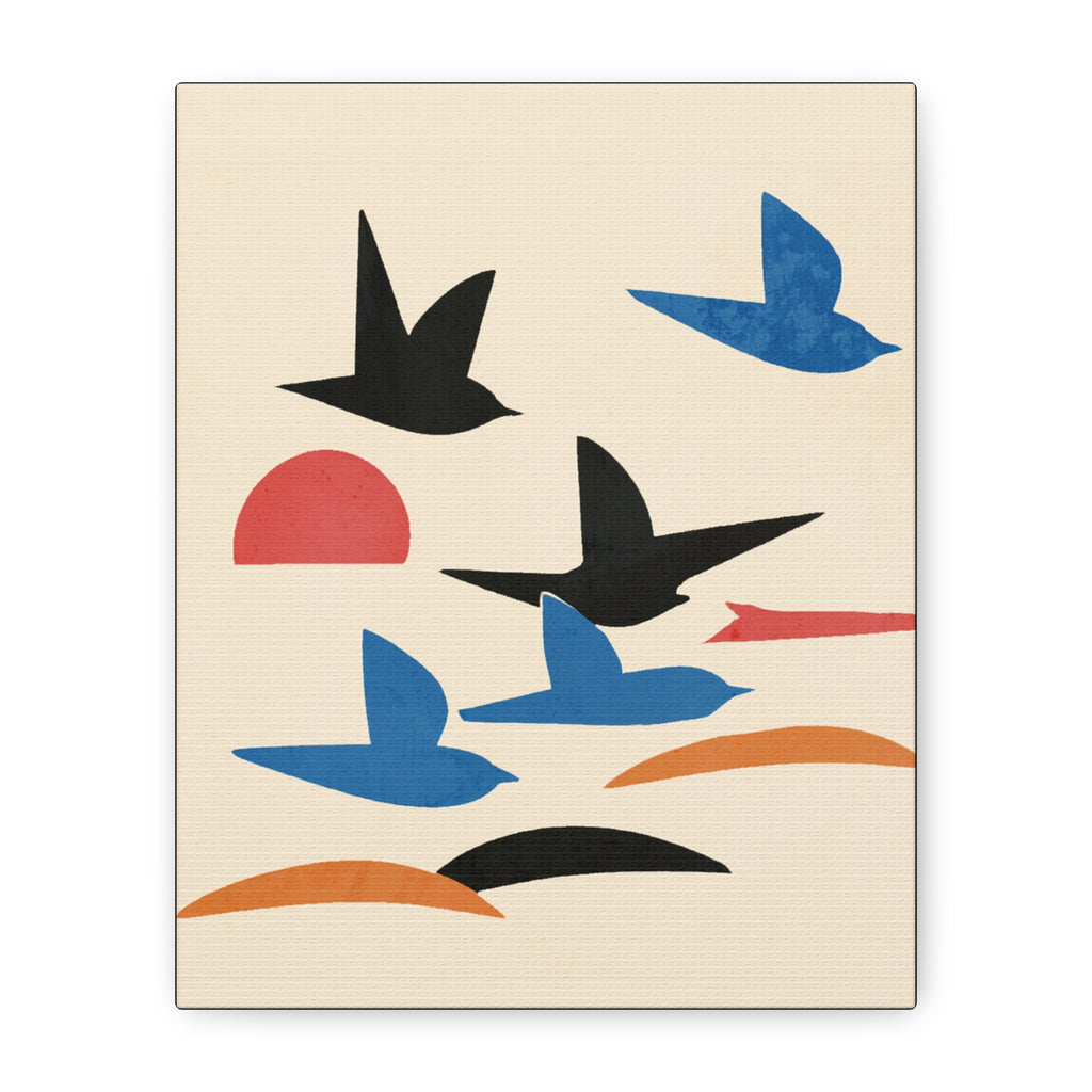 Midwest Mod Kinetic Birds in Flight Art Print  - Matte Canvas, Stretched, 1.25"