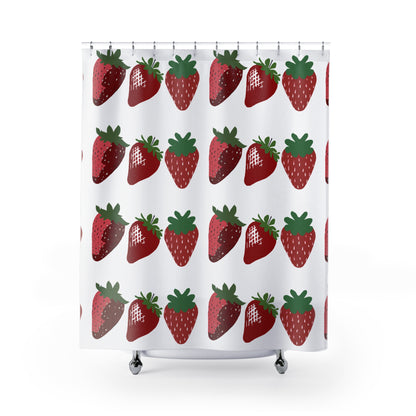 Strawberry Love Graphic Art Shower Curtain