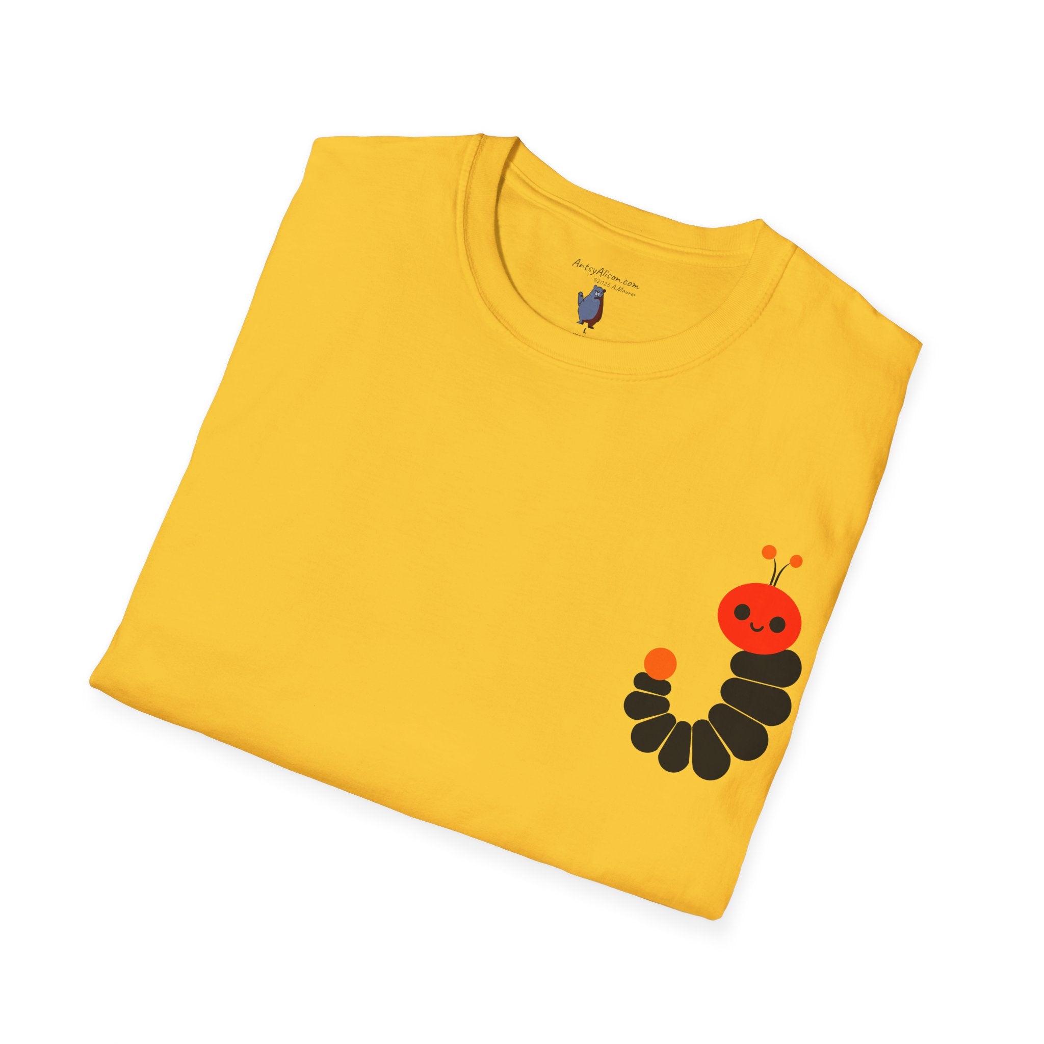 Midwest Modern Pop Icon Red and Orange Caterpillar - 100% Cotton Graphic Tee - animal lovers, insects, bugs, caterpillars, red, orange