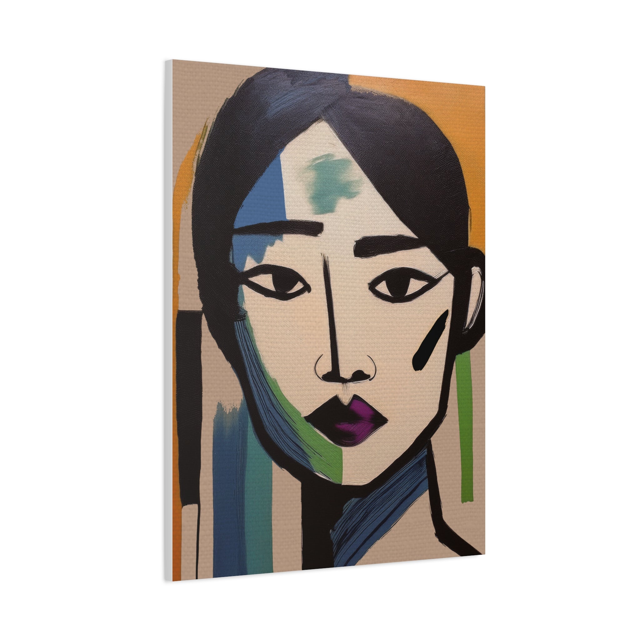 Abstract Warrior Woman Portrait Art Print - Matte Canvas, Stretched, 1.25"