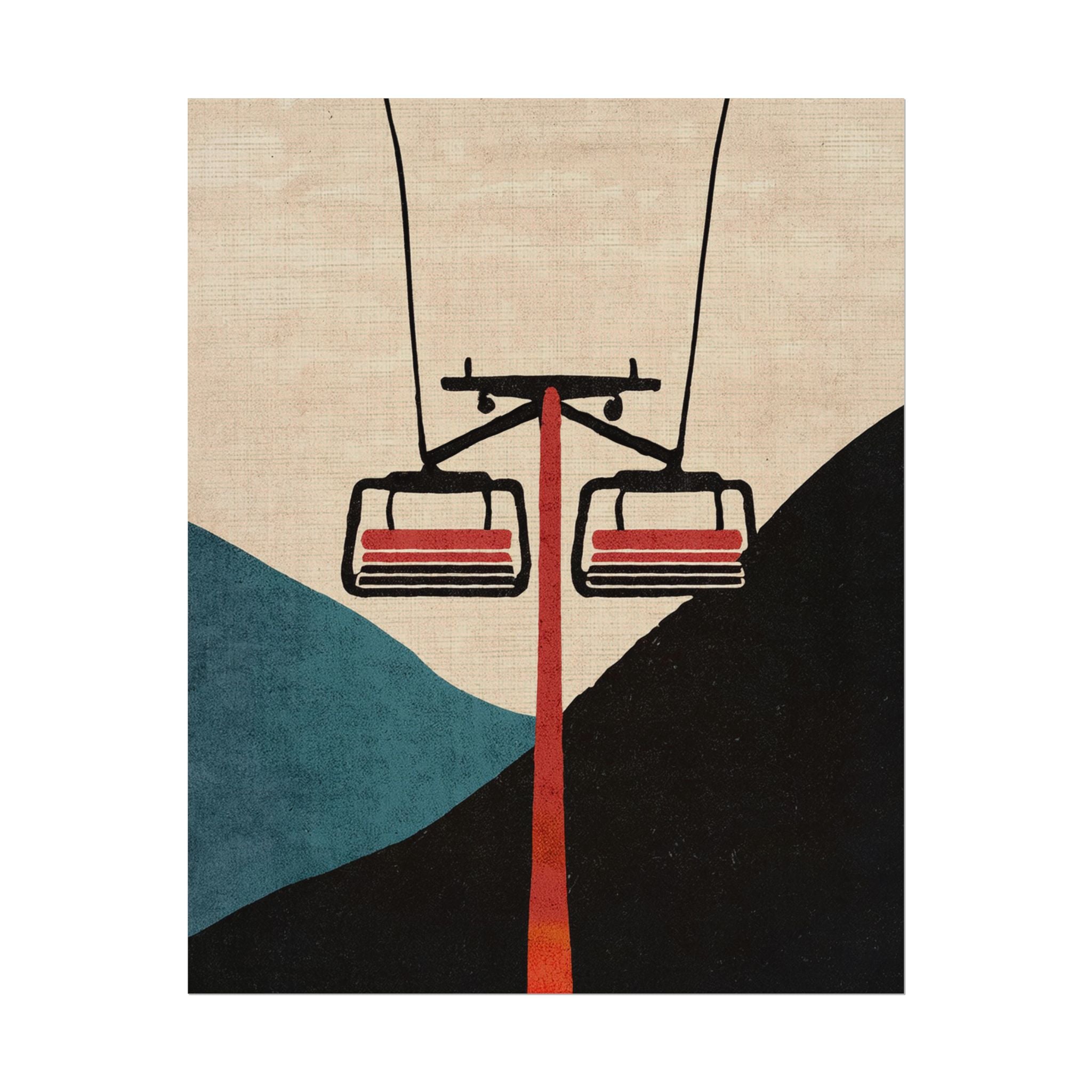 Midwest Mod Minimal Ski Lift Poster, Rolled Poster -  Ski, Ski Lift, Mountains, Snow, Winter, Sports