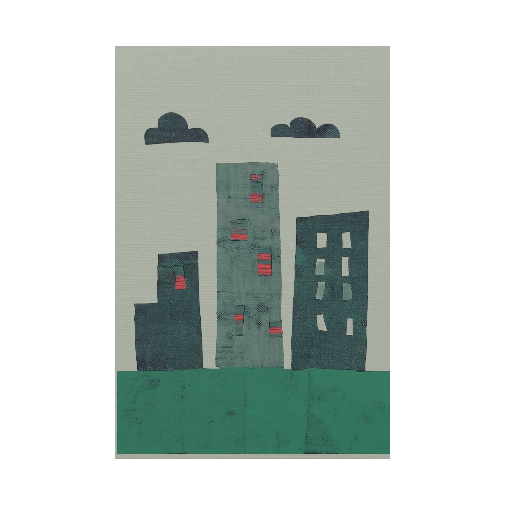 Collage Style Small Town Skyline - Matte Canvas, Stretched, 1.25"
