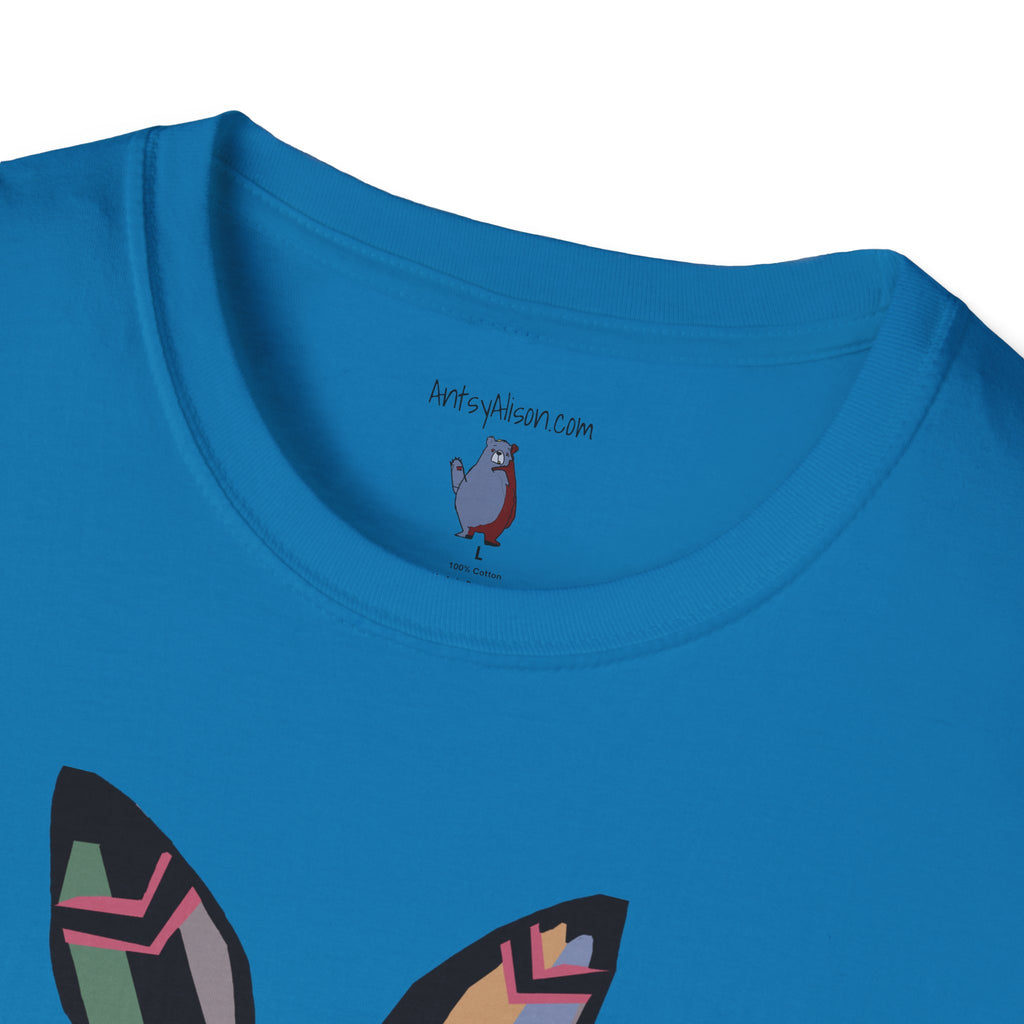 Striped Standing Bunny Rabbit - 100% Cotton T-Shirt