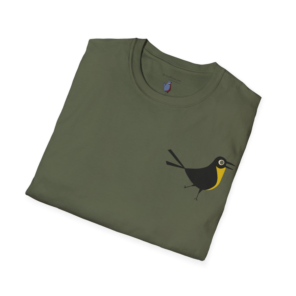 Midwest Modern Pop Icon Happy Bird - 100% Cotton Graphic Tee - animal lovers, bird, mood, happy, aviary