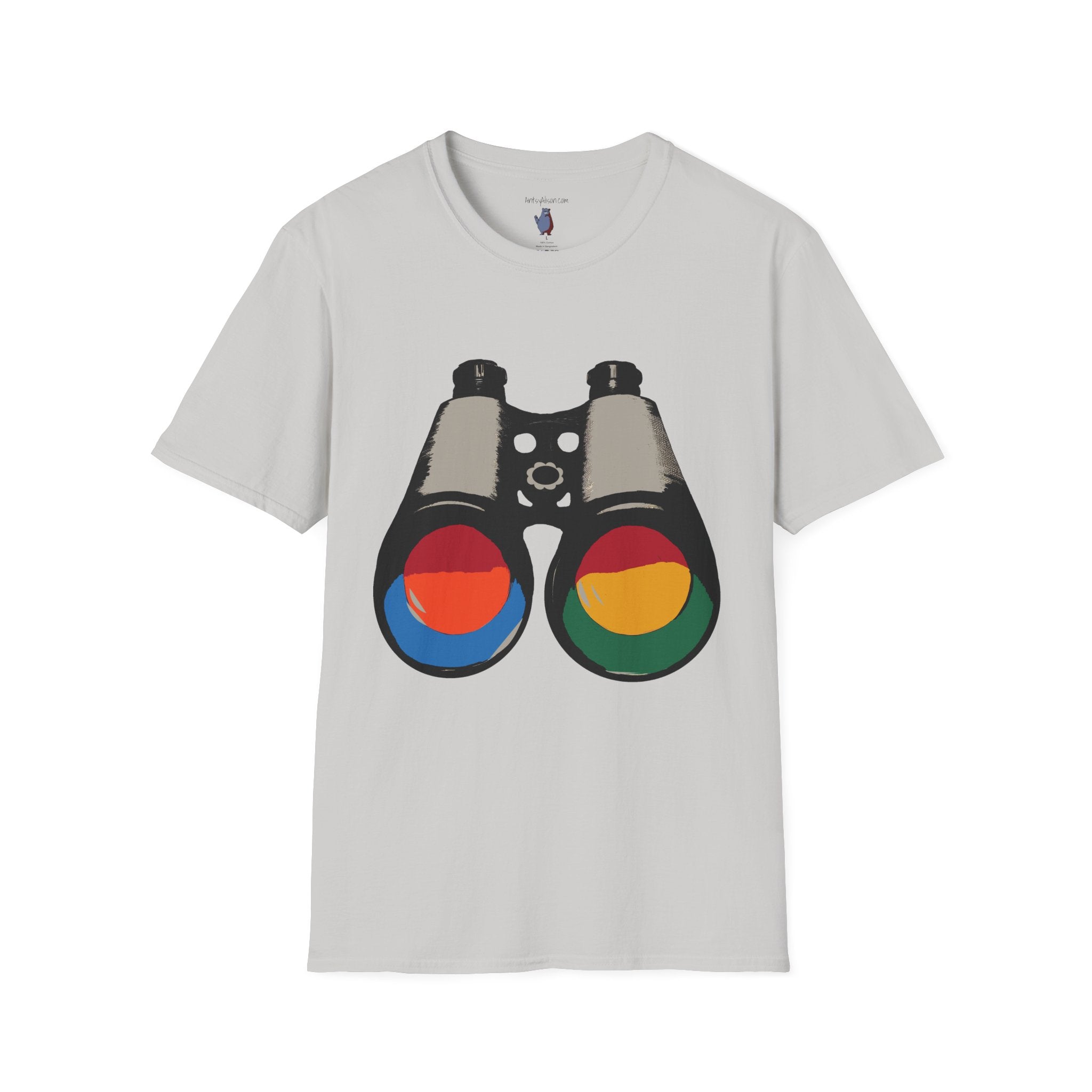 Midwest Modern Pop Art Binoculars Graphic Art Tee - 100% Cotton T-Shirt