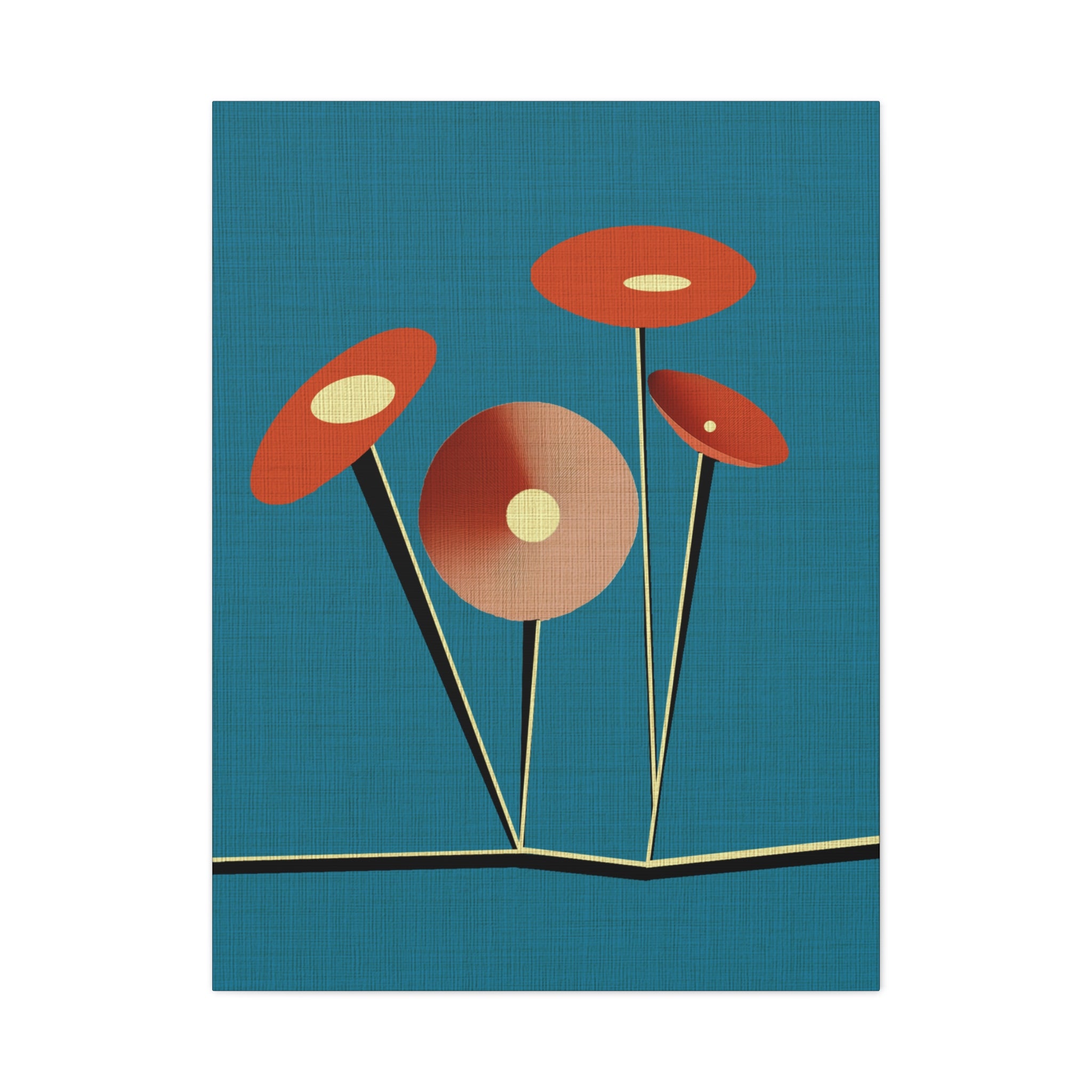 Midwest Modern Saucer Flowers in B - Matte Canvas, Stretched, 1.25"