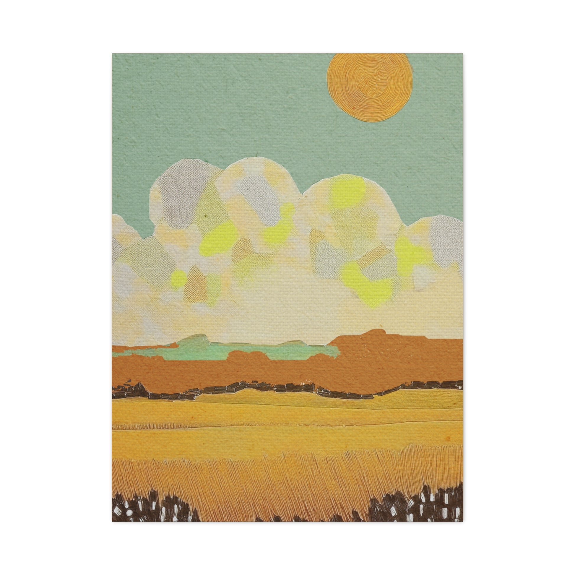 Midwest Mod Cloudy Day Landscape Art Print - Matte Canvas, Stretched, 1.25"