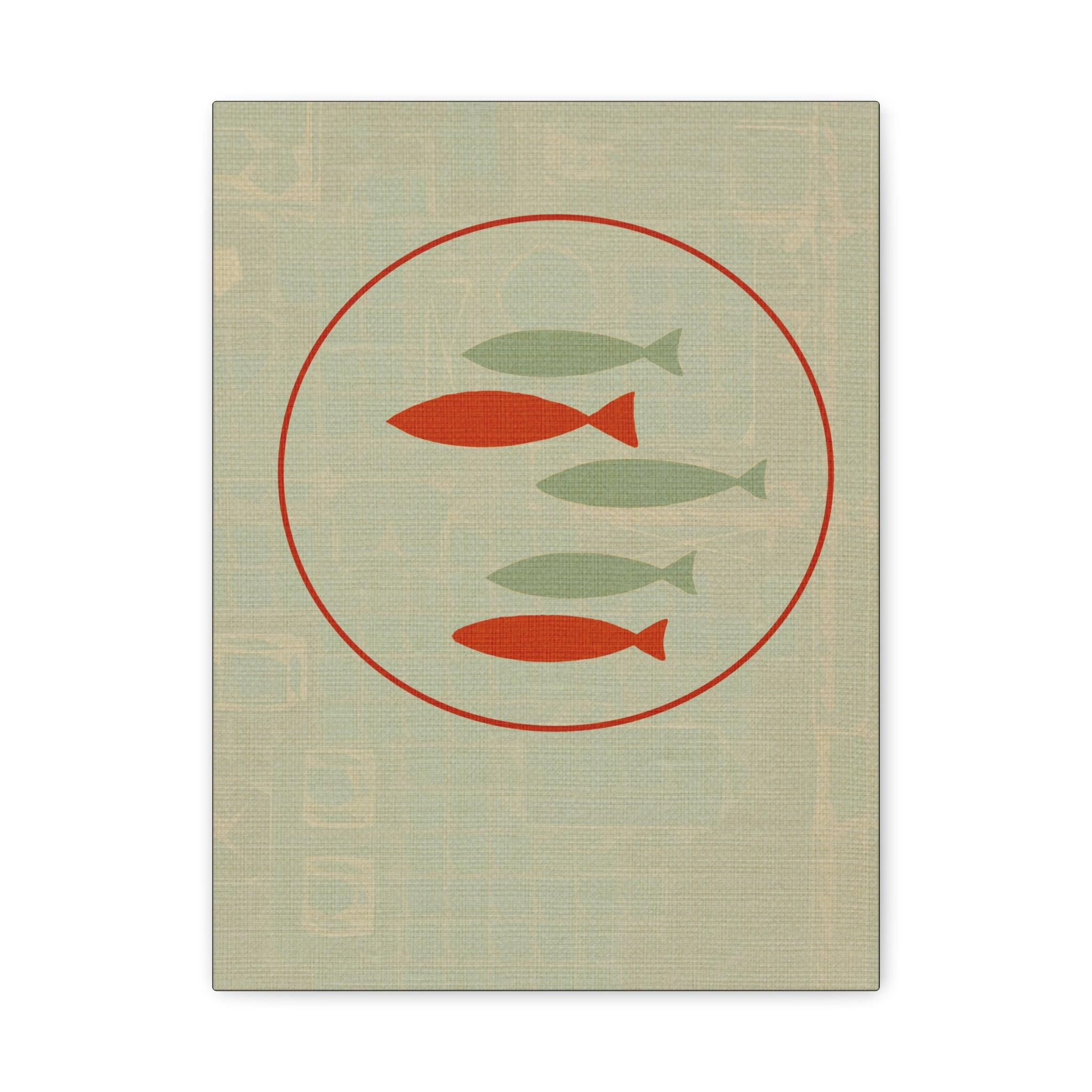 Midwest Modern Circle of Fish Print - Matte Canvas, Stretched, 1.25" -  home decor, wall art, nature, fish