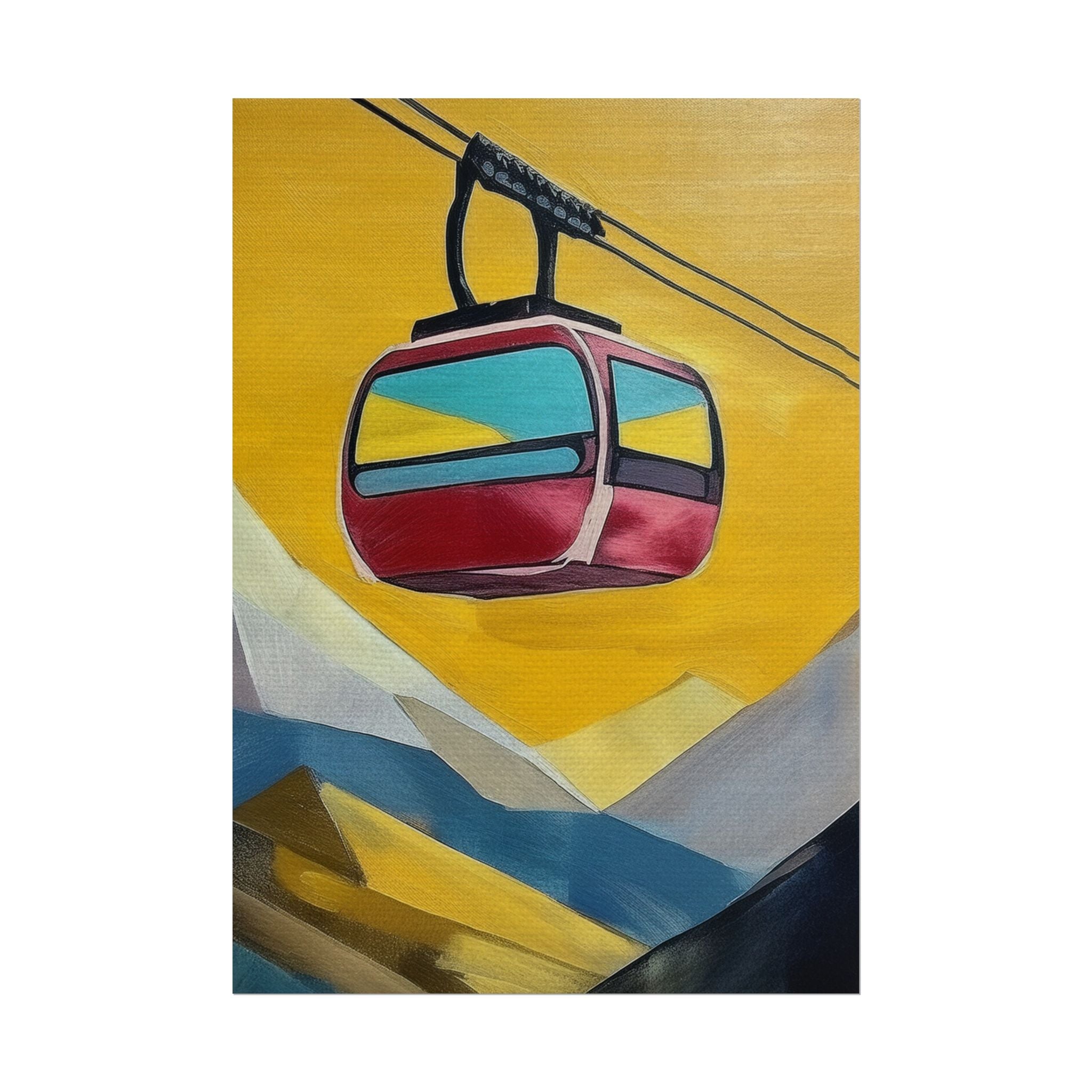 Midwest Modern Mountain Tram Ski Lift, Rolled Poster -  nature lovers, outdoor activities, winter, ski, sport, mountain, tram